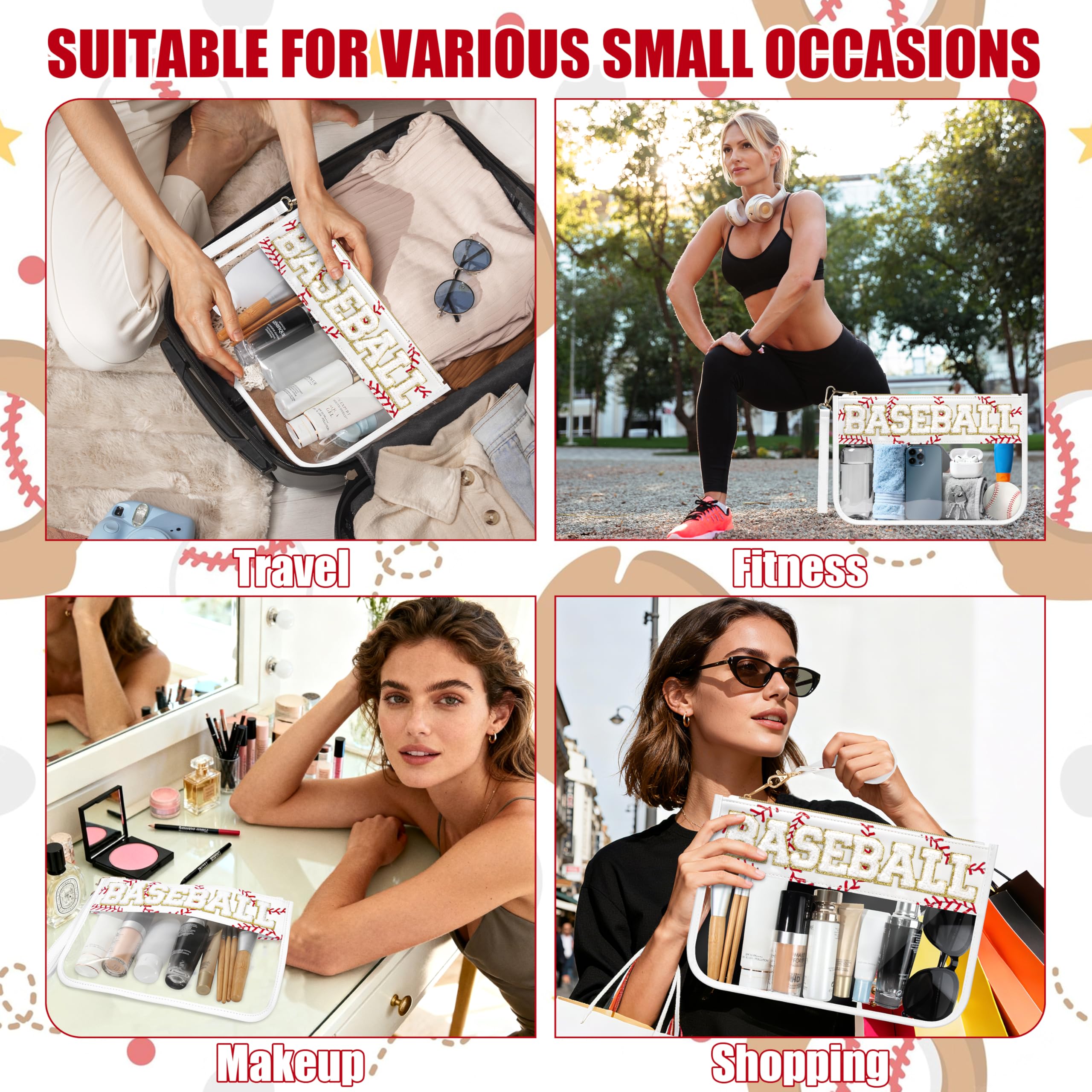 BuyCard organisation baseball pochette, offre espace pour cosmétiques et petits accessoires.