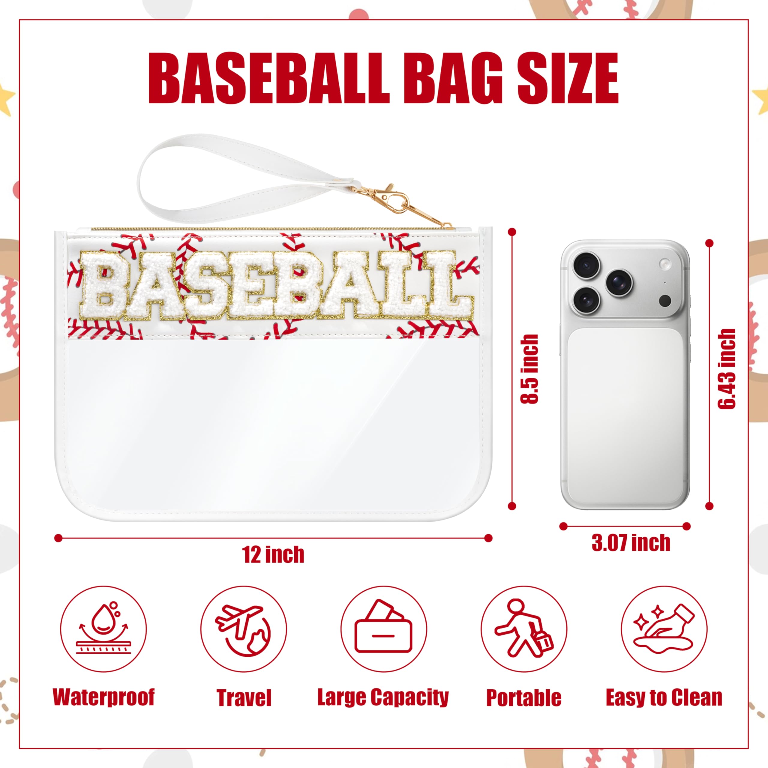 BuyCard patch chenille en lettres, design preppy et tendance pour les amateurs de baseball.