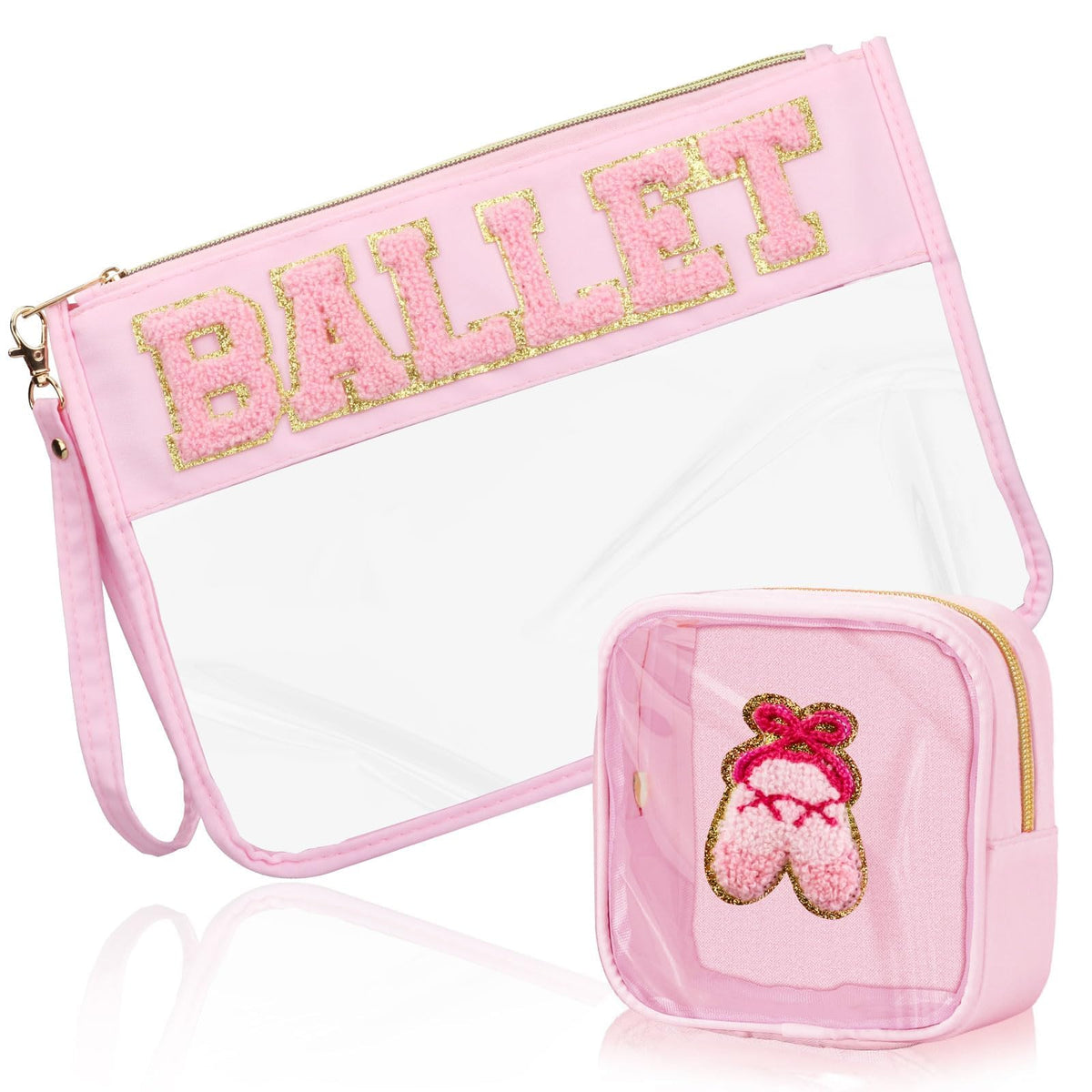 Trousse maquillage ballet BuyCard avec patch chenille, pratique et cadeau idéal.