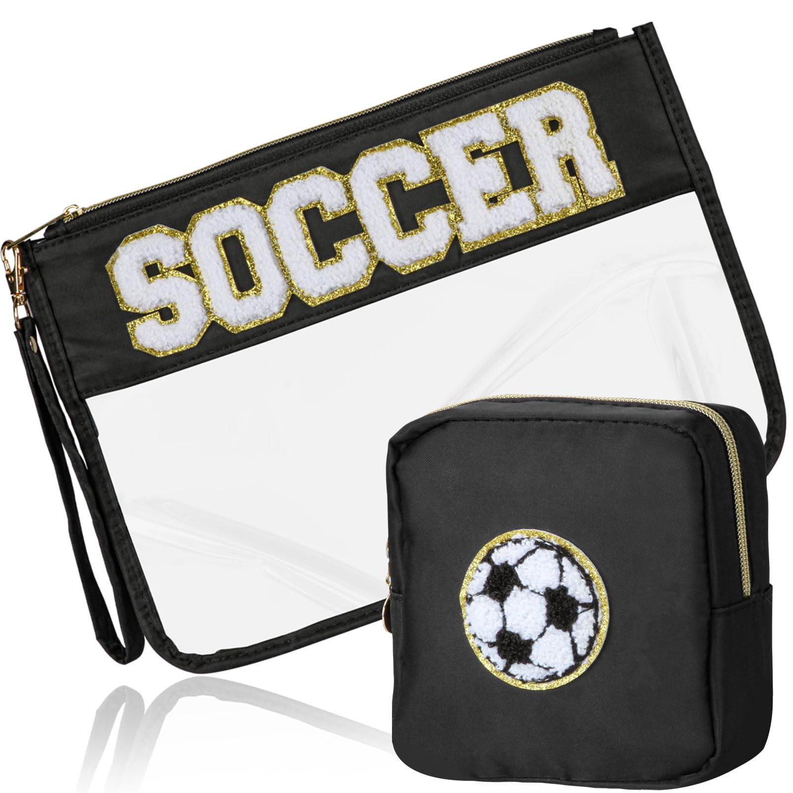 BuyCard trousse maquillage football patch chenille, look sportif pratique.