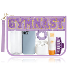 BuyCard trousse maquillage gymnastique transparente, idéale pour ranger cosmétiques et essentiels en voyage.