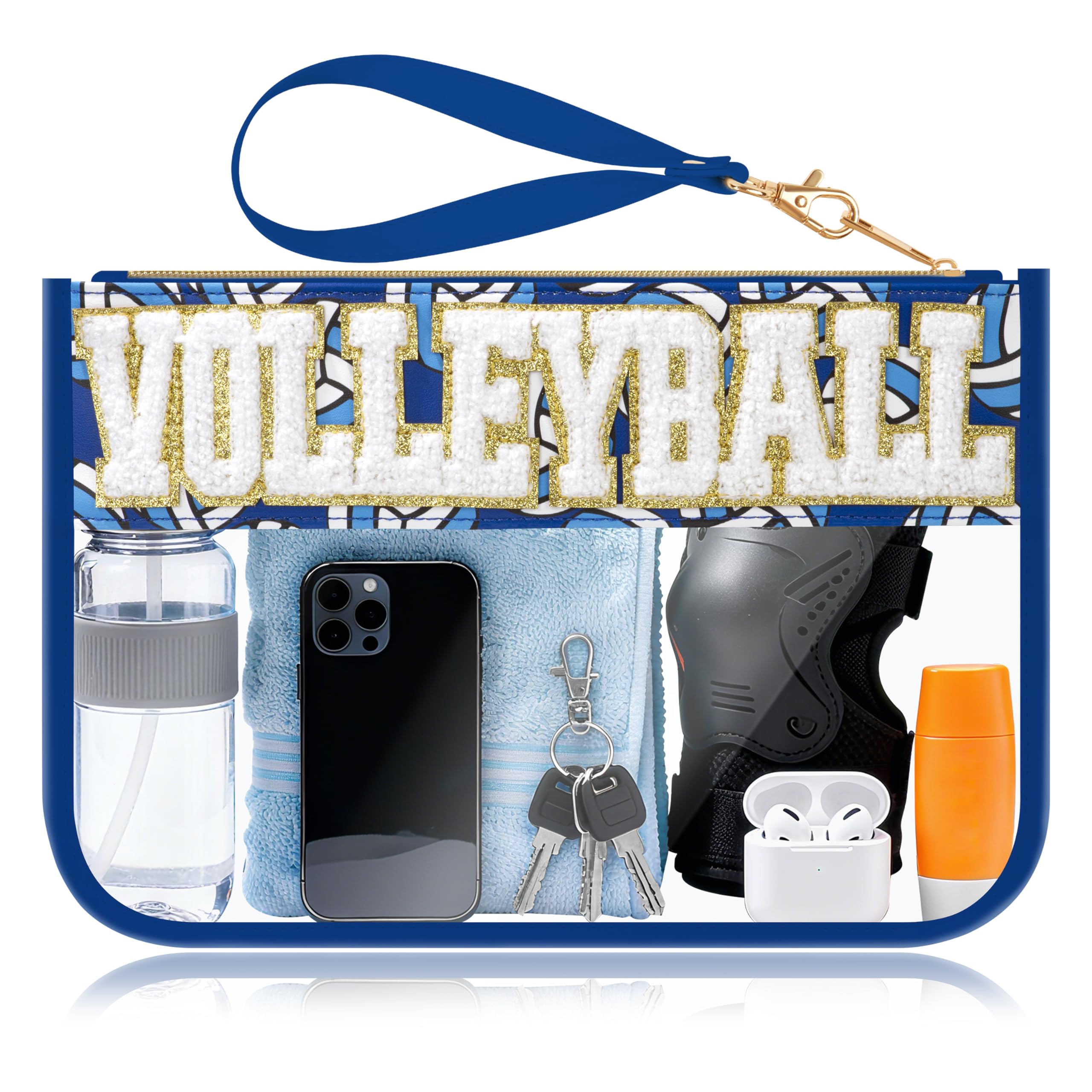 Trousse maquillage BuyCard avec patch chenille volley-ball pour un style préppy