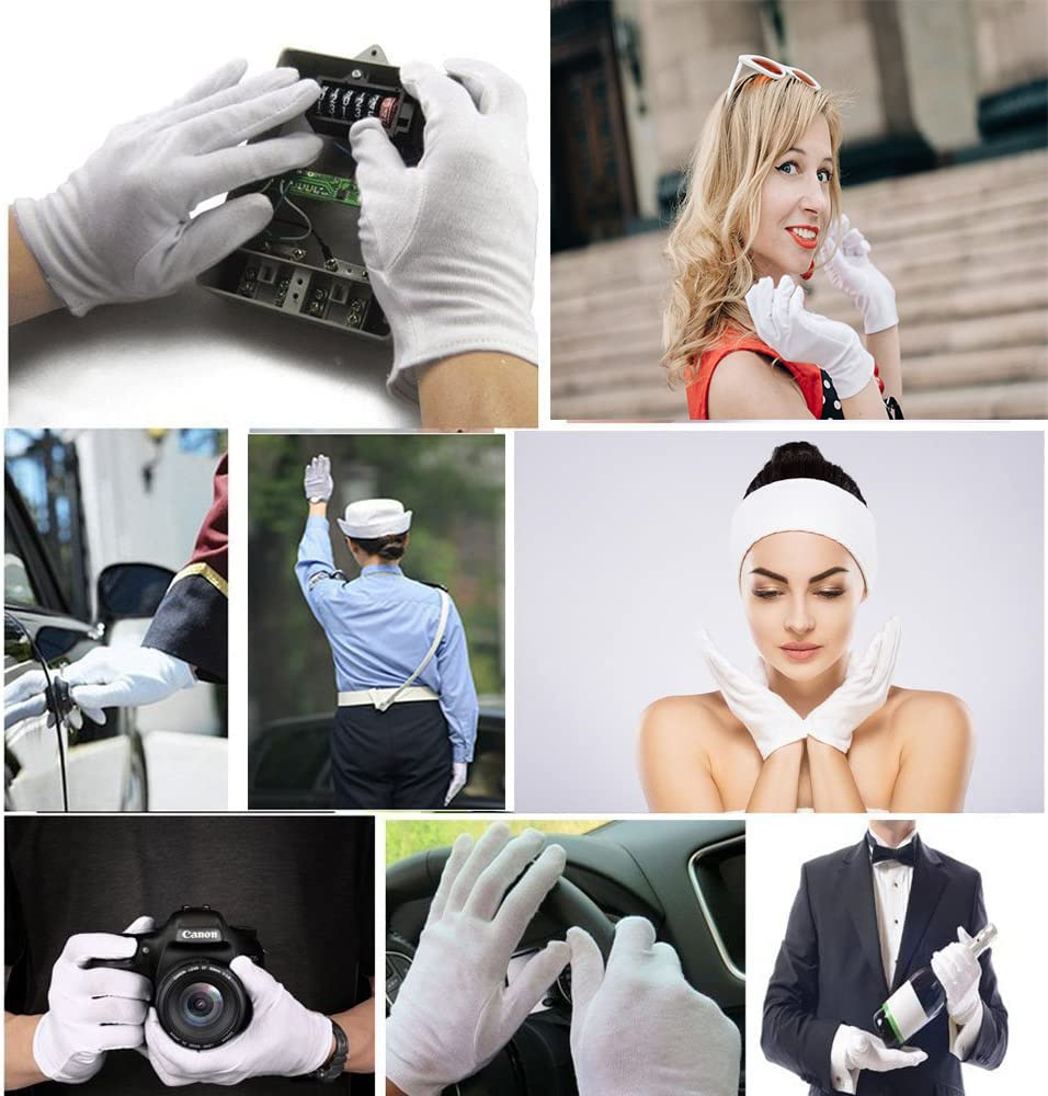 Gants coton blancs BWEISSTH pour manipulation délicate de documents.