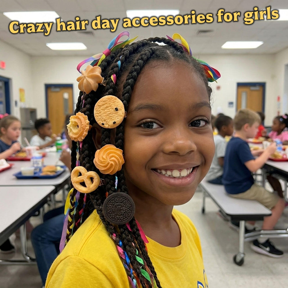 Barrettes-biscuits BXBibxiy – idéales pour Crazy Hair Day et fêtes.