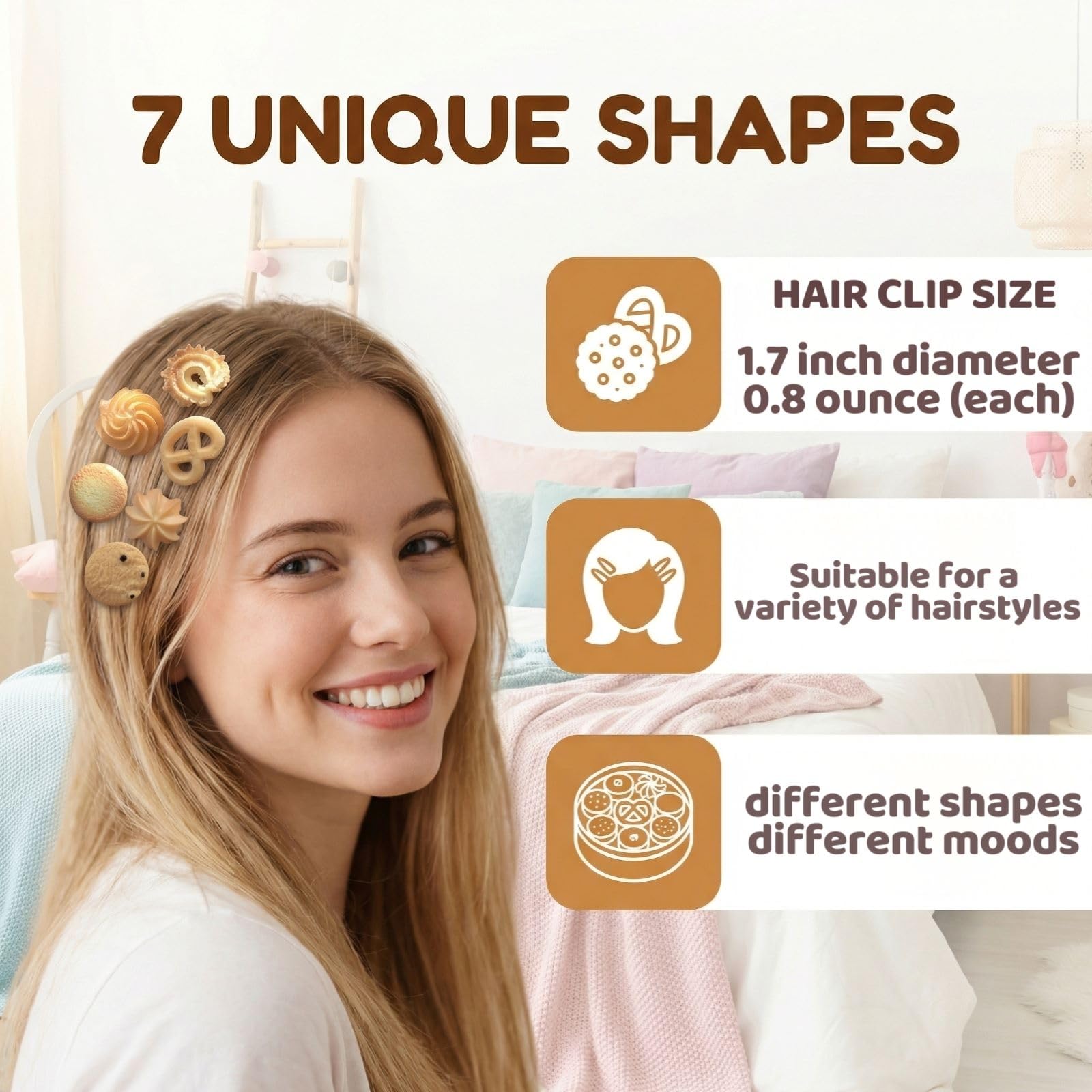 Barrettes-biscuits BXBibxiy – confort toute la journée sans tiraillement.