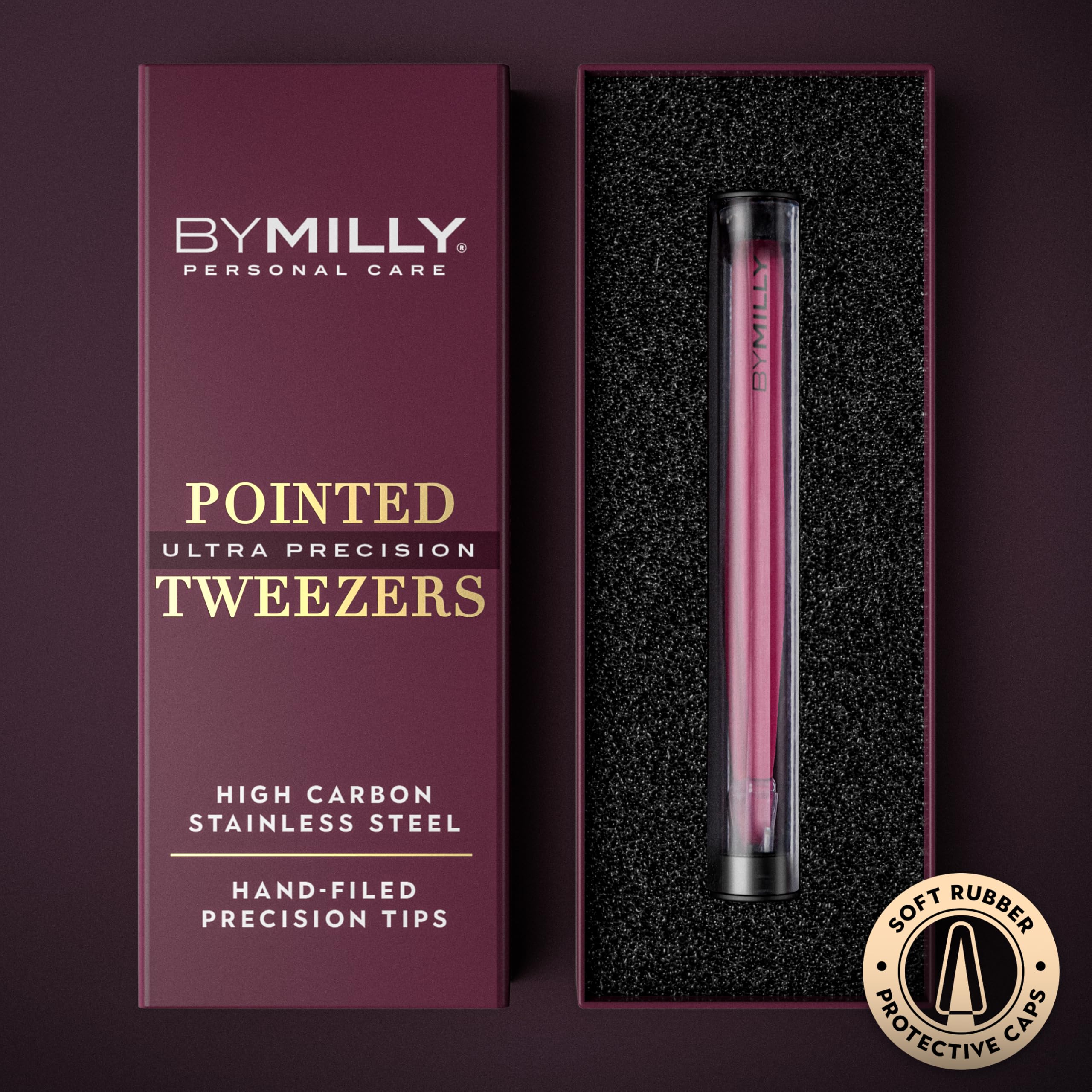 Pinces By MILLY, pointes precisement alignees, prise fiable des poils fins.