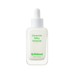 BY WISHTREND Ceramide Milky Ampoule, bouteille visible, soin doux pour peau sensible.