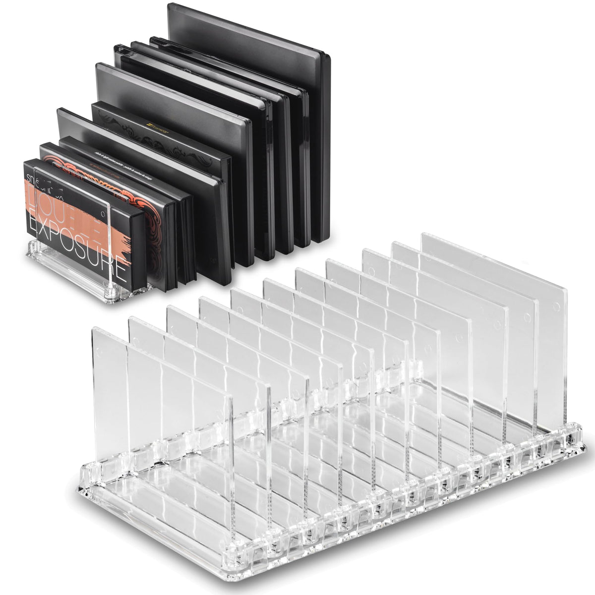 BY ALEGORY organisateur palettes en acrylique clair pour voir toutes les palettes d’un seul coup.