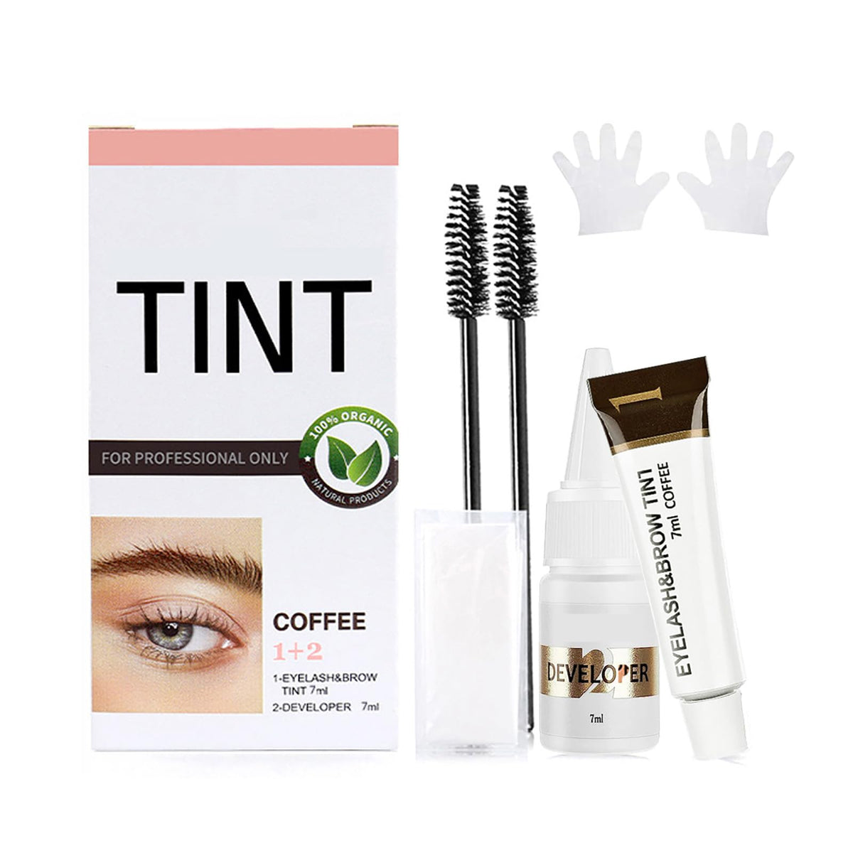 BYAYW kit couleur cils-sourcils Café naturel, teinte durable pour cils et sourcils.