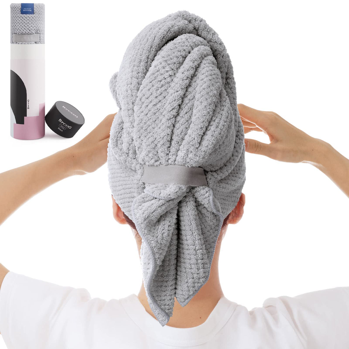 BYCOO serviette microfibre grand-format absorbe rapidement pour cheveux en douceur