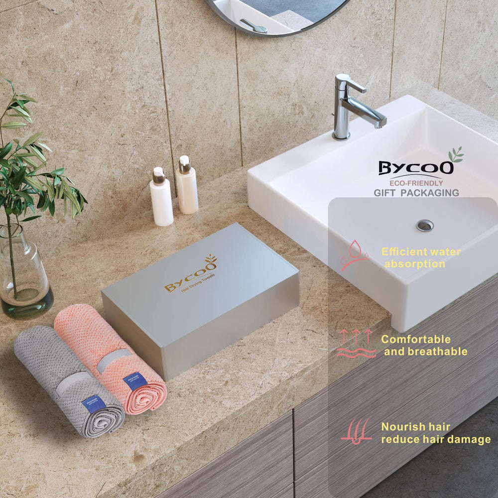 BYCOO serviette microfibre pour cheveux bouclés et épais, pratique