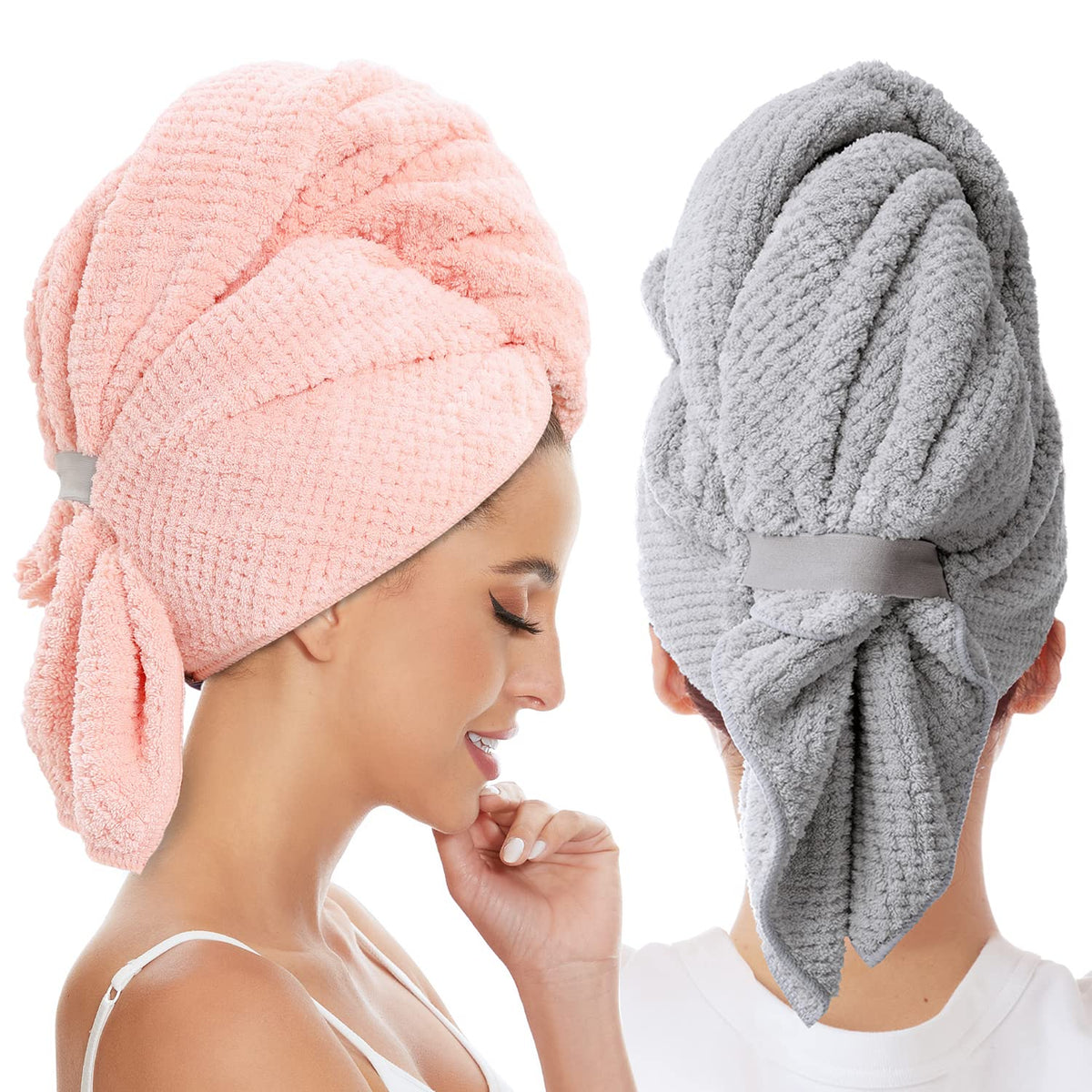 BYCOO serviette microfibre pour cheveux humides, séchage rapide et anti-frisottis