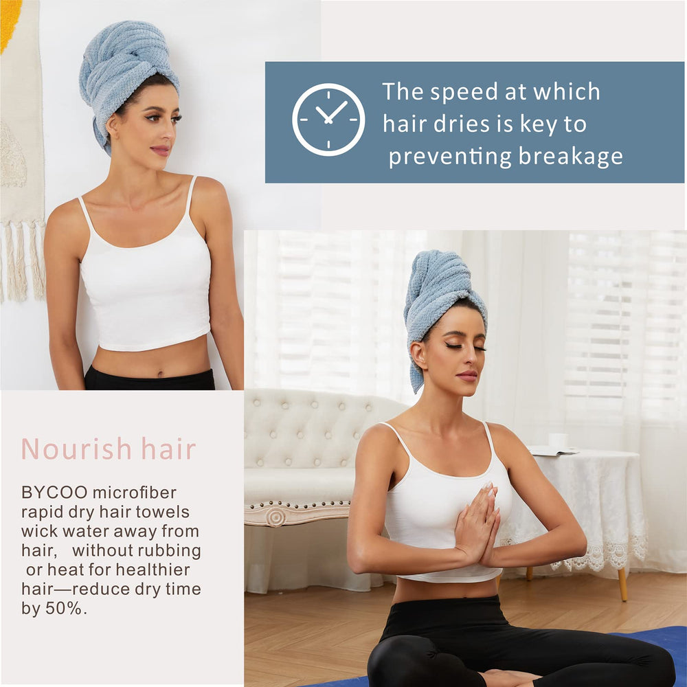 BYCOO turban cheveux séchage rapide, gain de temps.