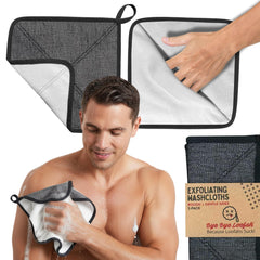 Bye Bye Loofah montre l’exfoliation deux faces pour une peau plus lisse après la douche.