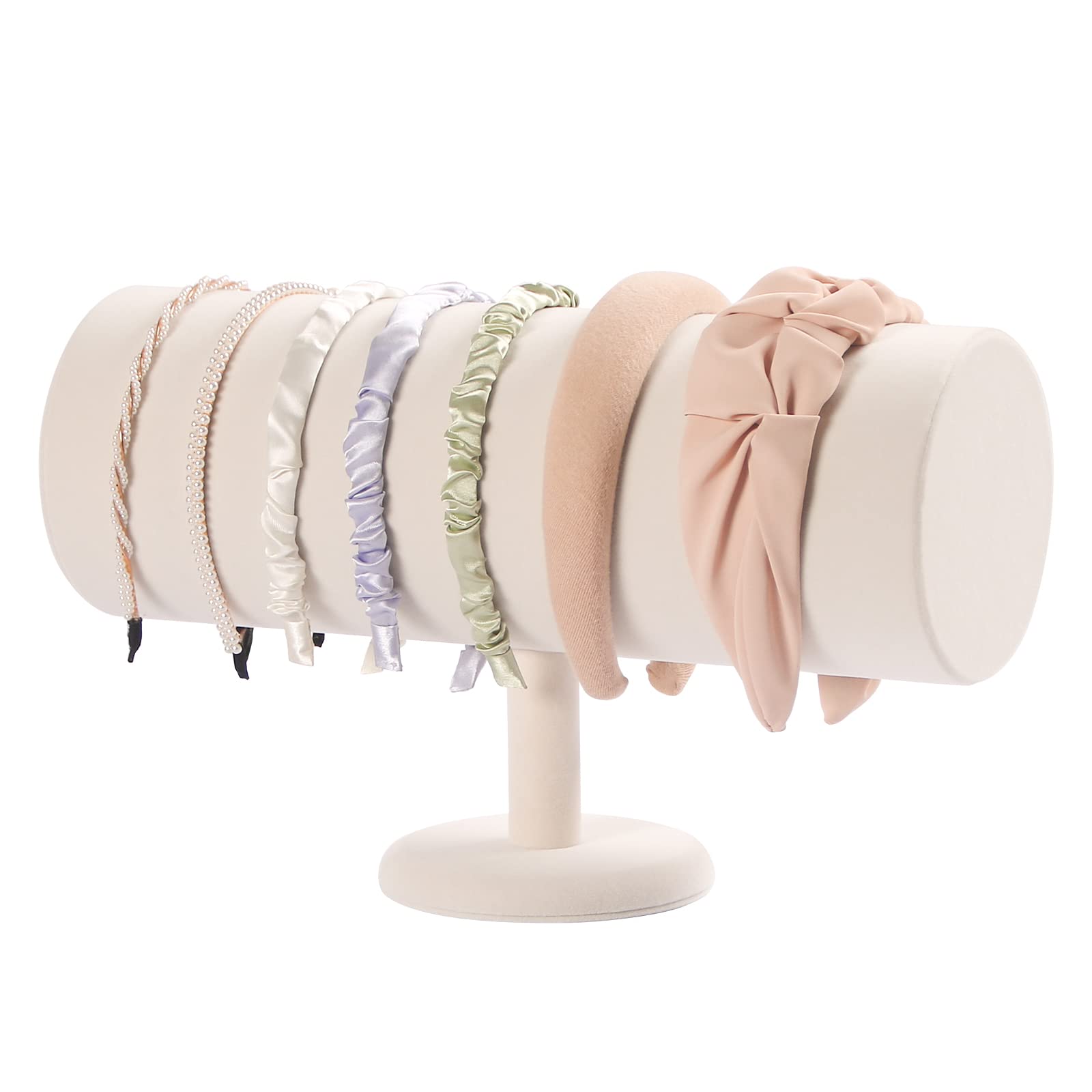 ByKen T-bar porte-bandeaux en velours beige, organise élégamment les accessoires.