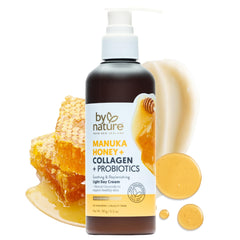By Nature crème de jour Manuka, flacon pompe, hydratation durable.