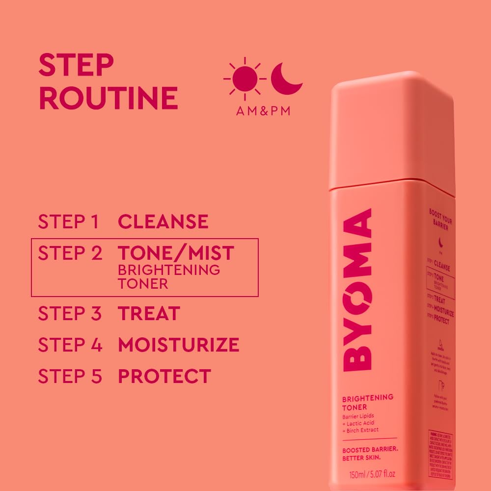 BYOMA tonique acide lactique – action douce pour texture et ton plus réguliers.