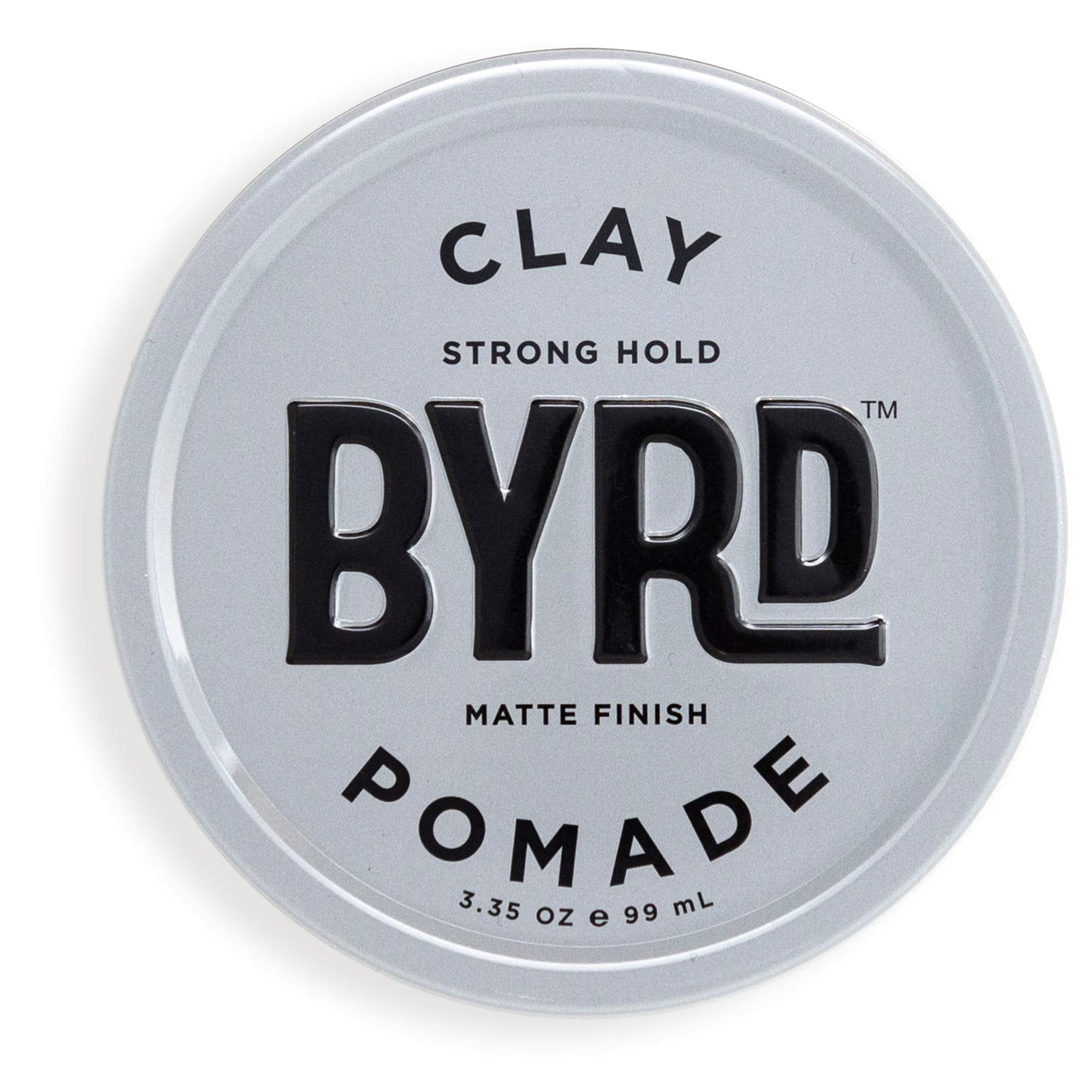 BYRD Hair Clay Pomade, bouteille et étiquette, tenue ferme possible