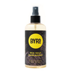 BYRD Hairdo brume texturisante aux sels marins, bouteille exposée et texture légère.