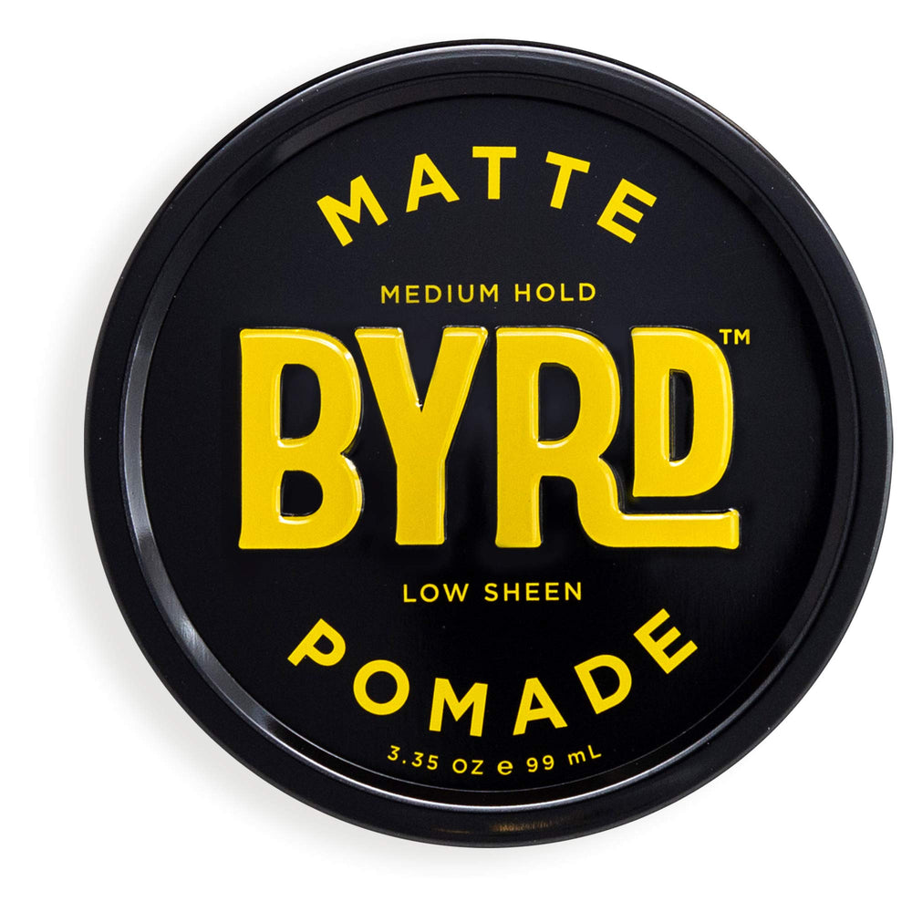 BYRD Hairdo Matte Pomade, pot d'emballage, coiffage rapide sans brillance.