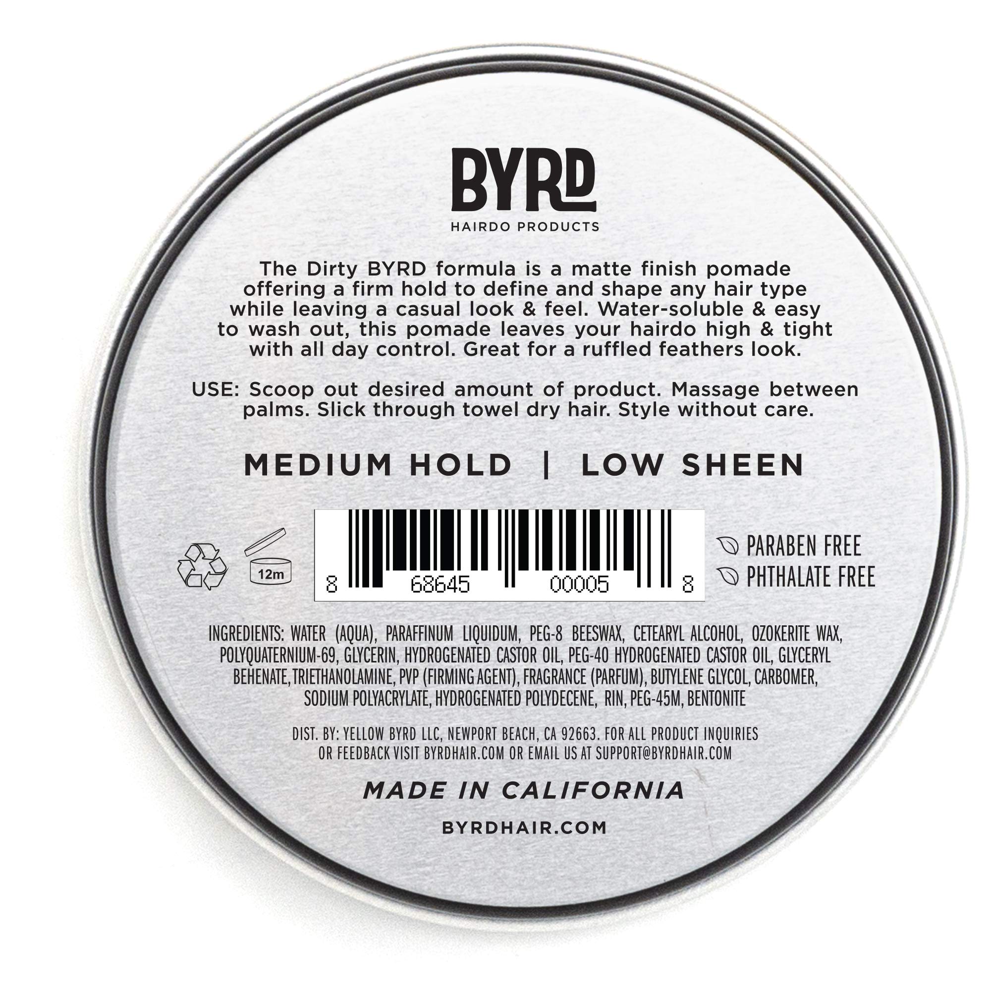 BYRD Hairdo Matte Pomade, texture crémeuse proche, facile à modeler tous types de cheveux.