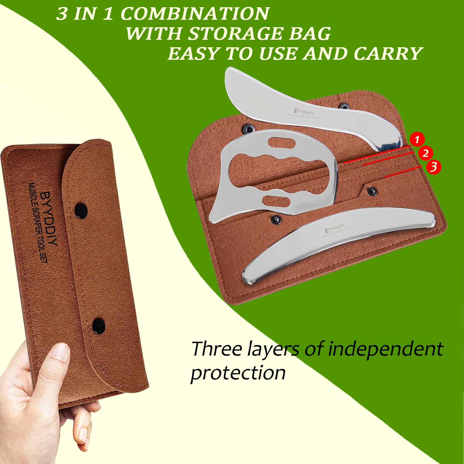 BYYDDIY outil Gua Sha acier inoxydable – précision pour relâcher les tensions corporelles.