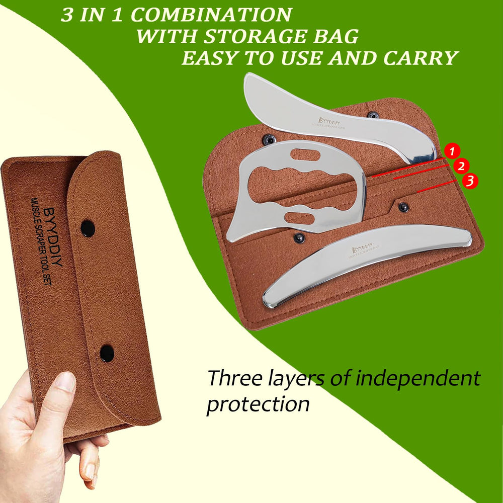 BYYDDIY outil Gua Sha acier inoxydable – précision pour relâcher les tensions corporelles.