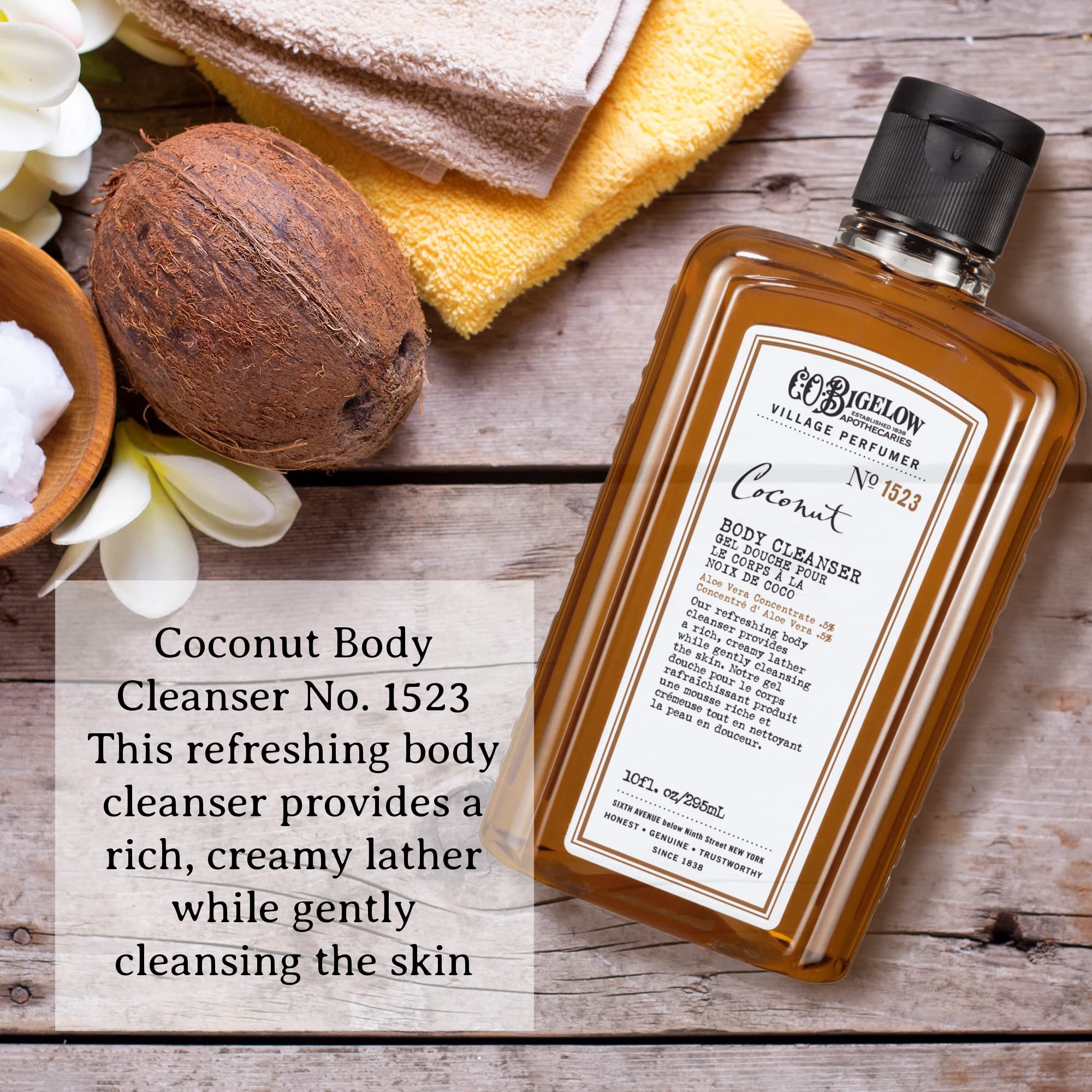 C.O. Bigelow Aloé-vera-douche-coco, apaise et hydrate en profondeur.