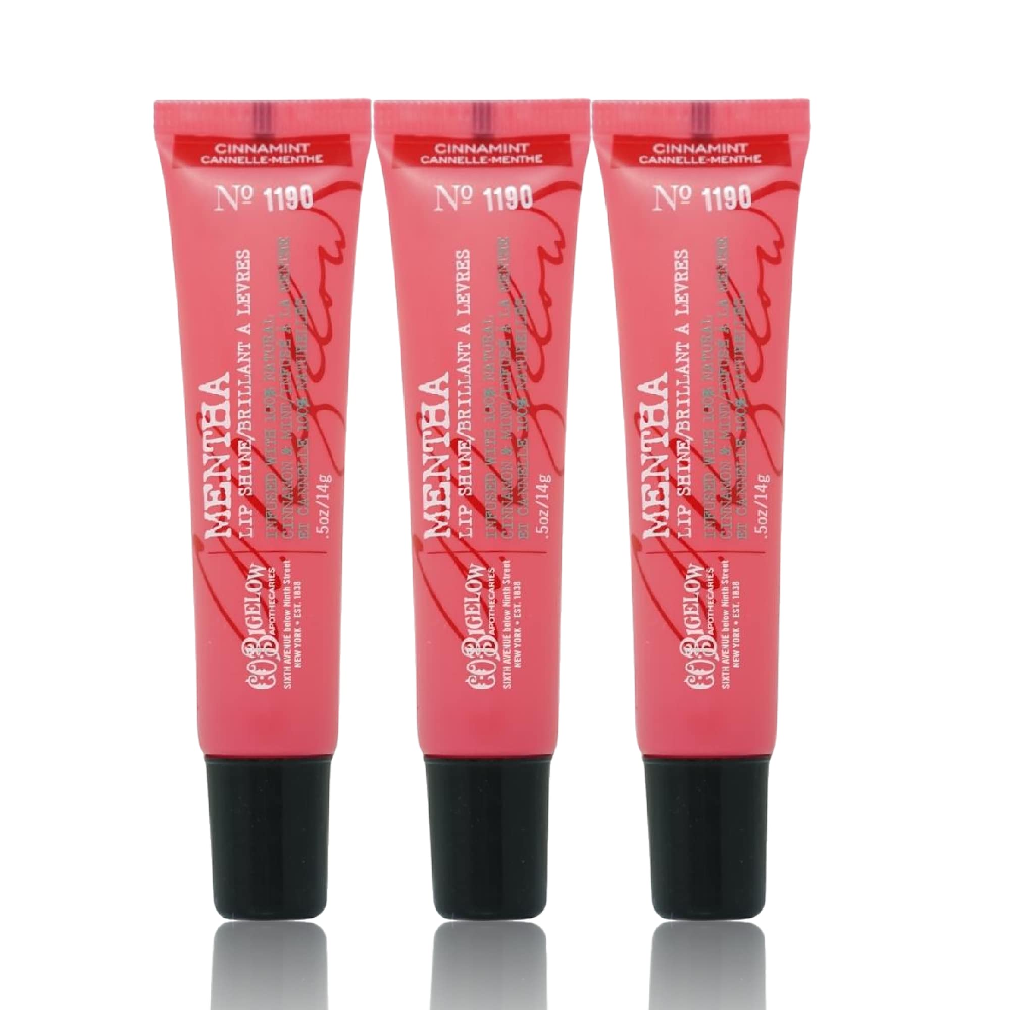 C.O. Bigelow baume lip shine menthe cannelle, trio pratique pour hydratation en déplacement.