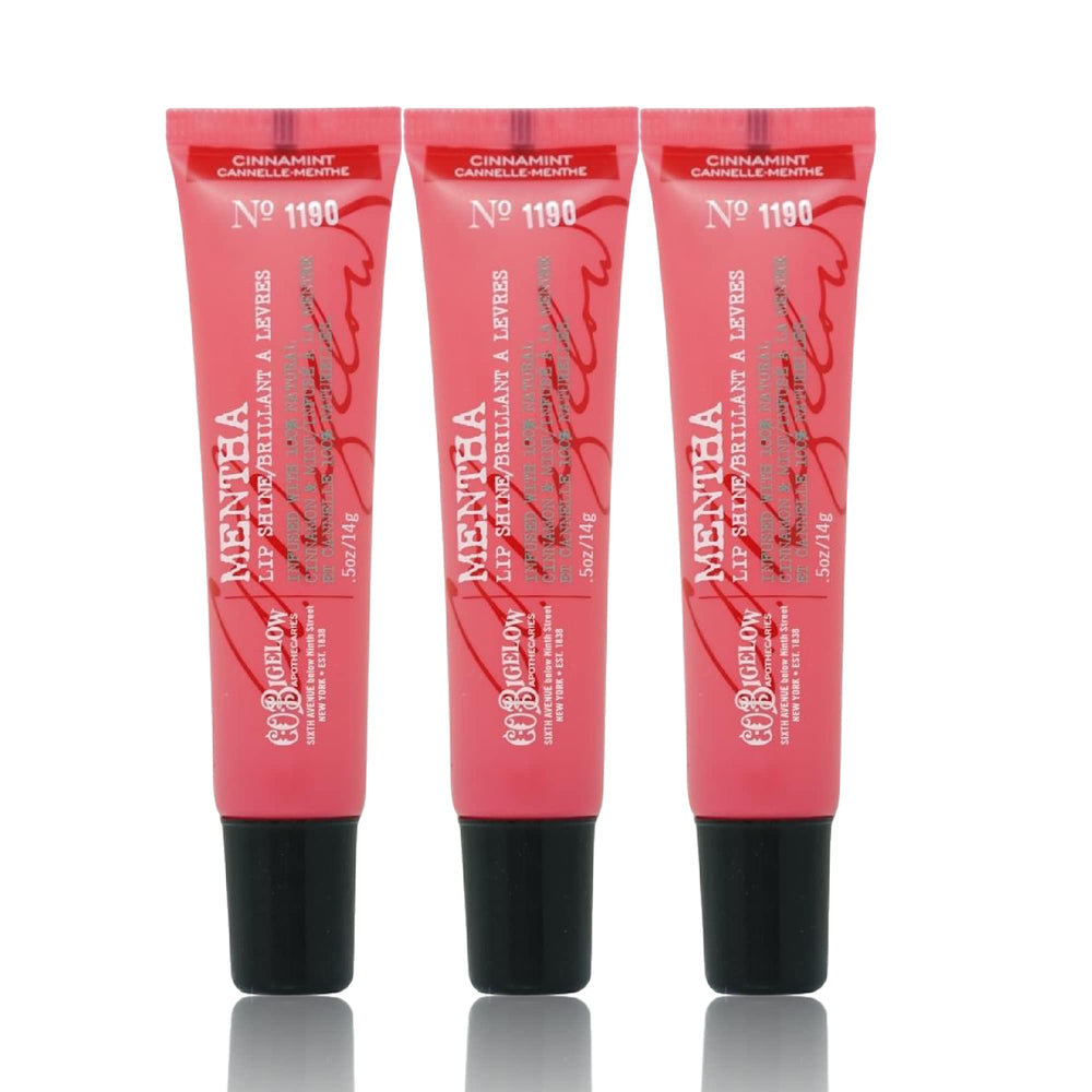 C.O. Bigelow baume lip shine menthe cannelle, trio pratique pour hydratation en déplacement.