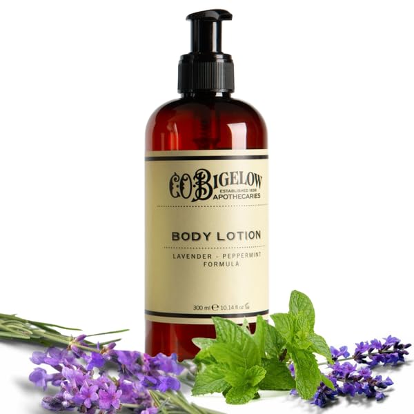 C.O. Bigelow Lavender Peppermint lotion bottle with pump for quick hydration