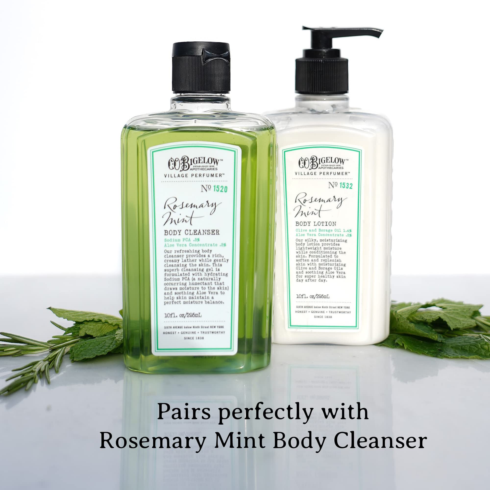 C.O. Bigelow Lotion romarin-menthe, hydratation prolongee: peau souple tout au long de la journee.