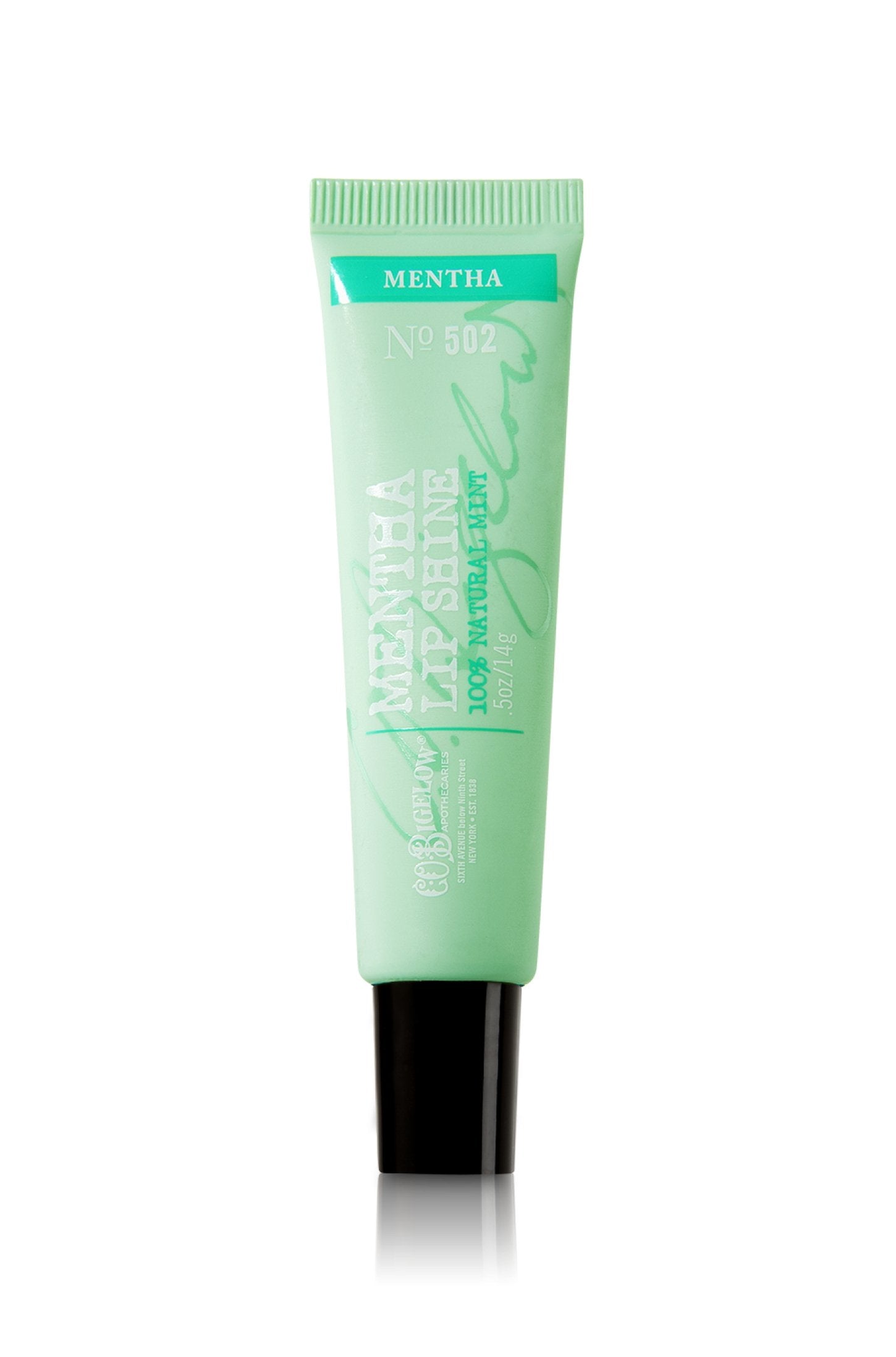 C.O. Bigelow Mentha Lip Shine en tube menthe, hydratation légère et fraîcheur.