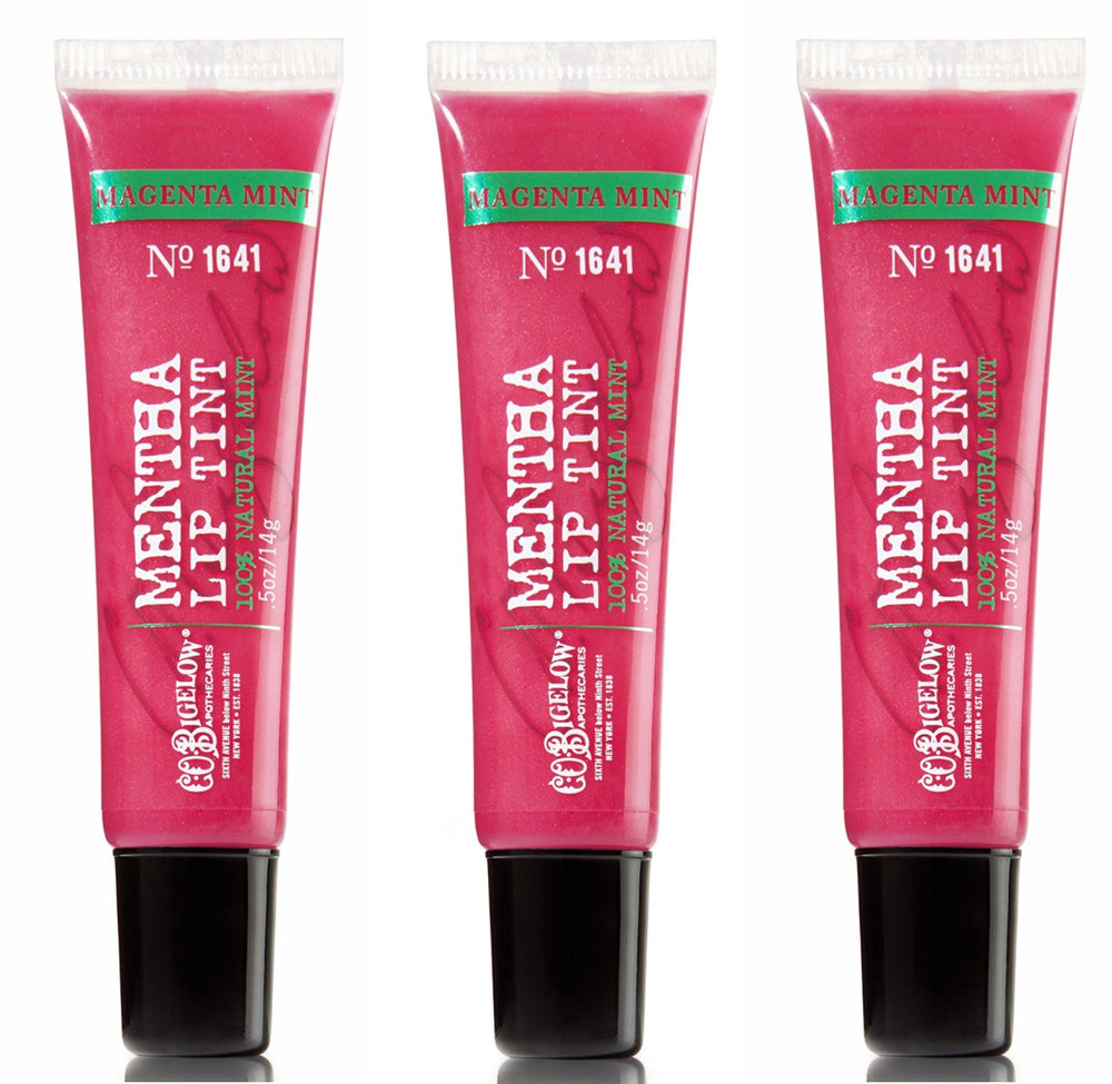 C.O. Bigelow Mentha Lip Tint Trio Magenta Mint pour une teinte légère et une fraîcheur mentholée.
