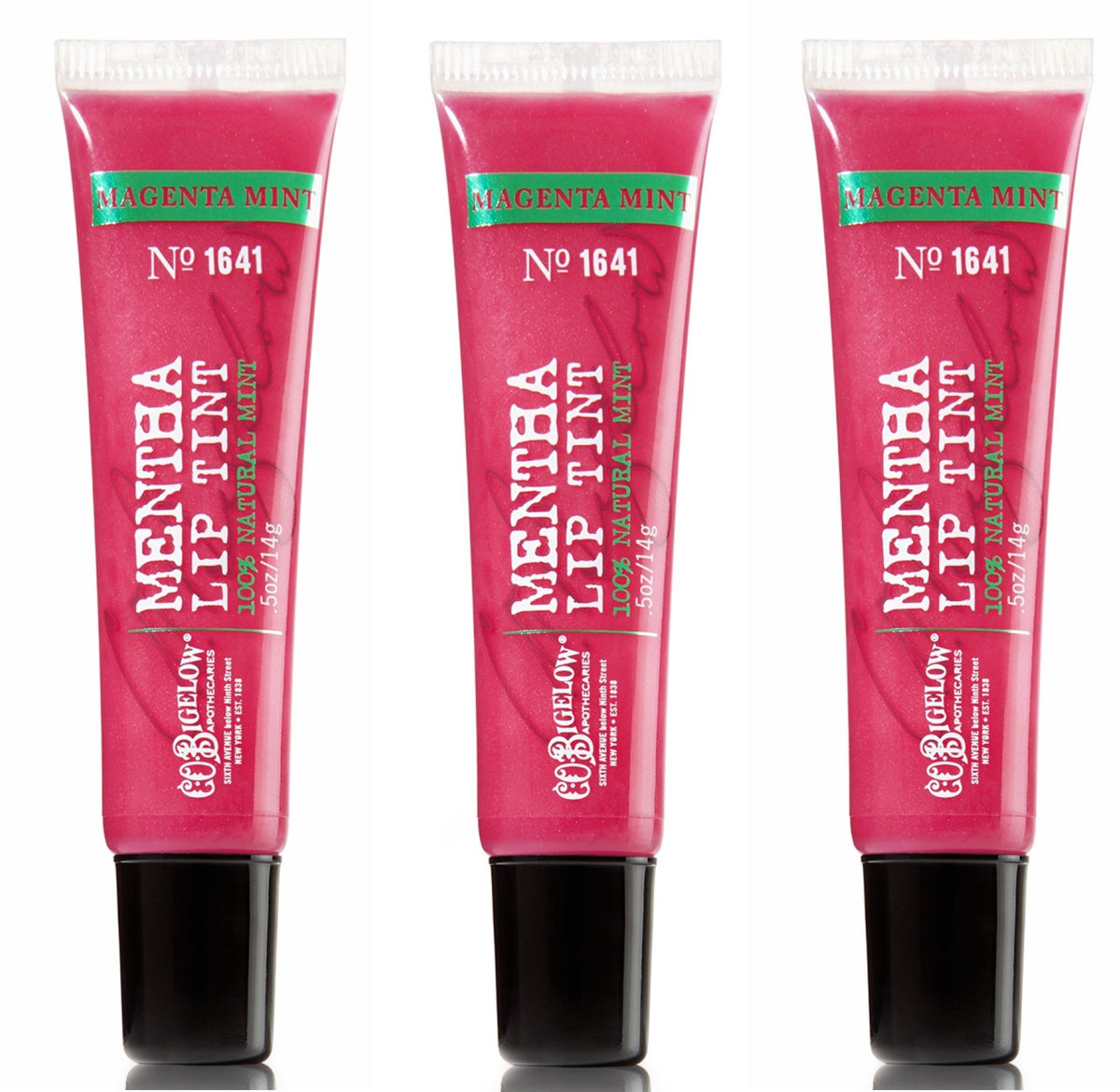 C.O. Bigelow Mentha Lip Tint Trio Magenta Mint pour une teinte légère et une fraîcheur mentholée.