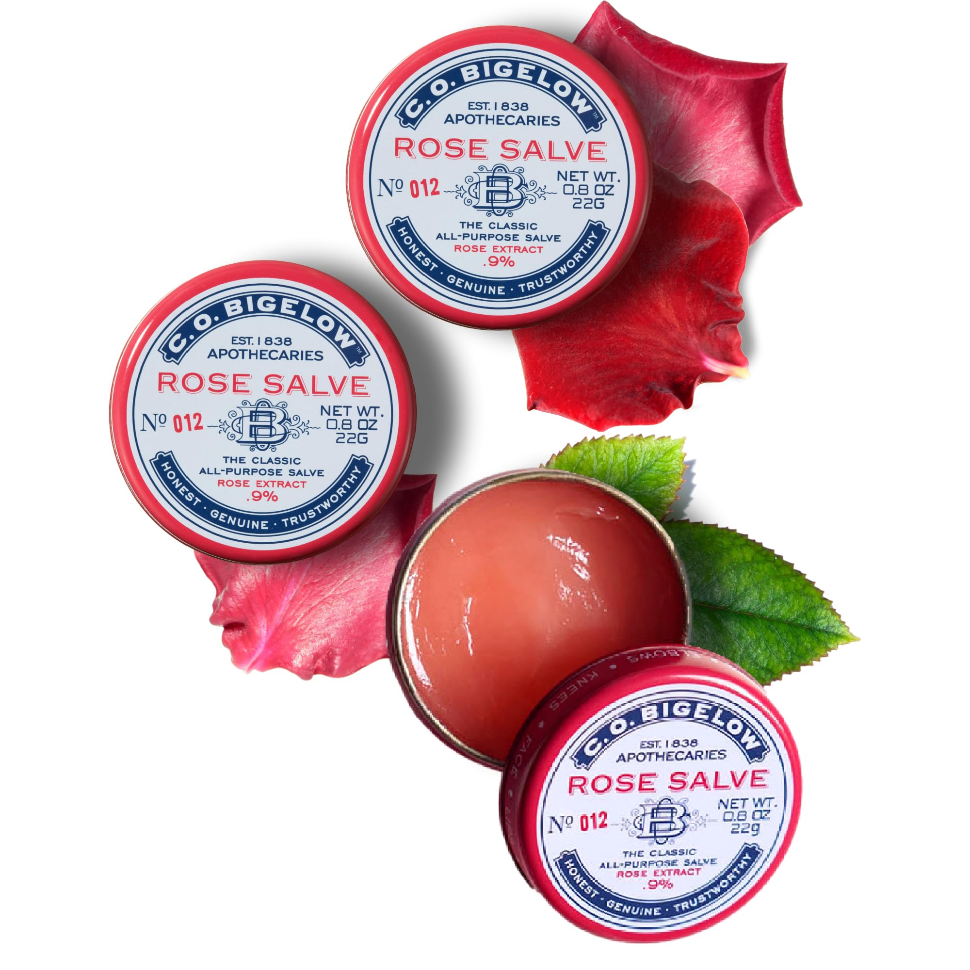C.O. Bigelow Rose Salve coffret trio: ensemble polyvalent pour lèvres et peau.