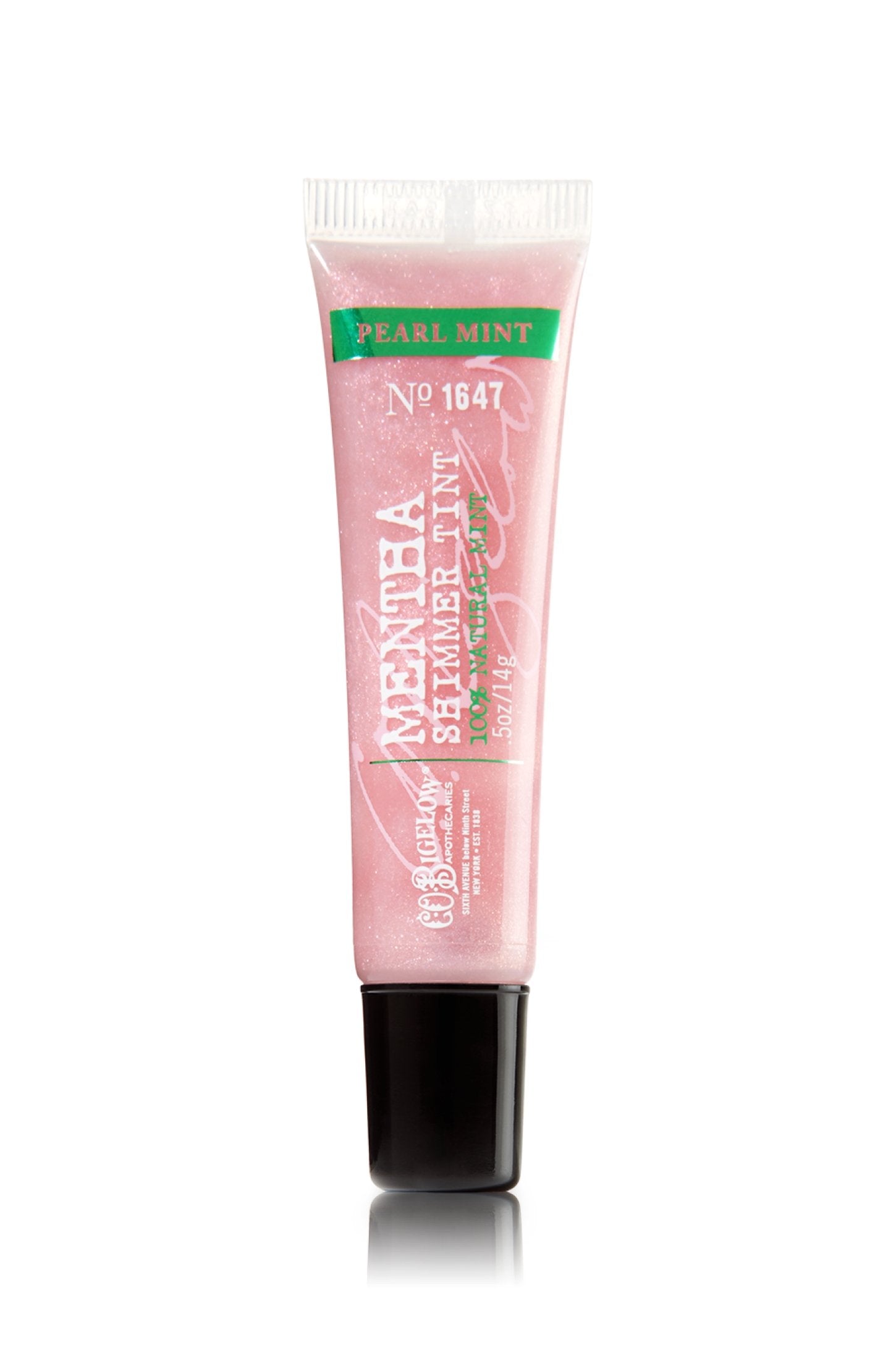 C.O. Bigelow Mentha – Teinte scintillante Perle menthe pour lèvres lumineuses.