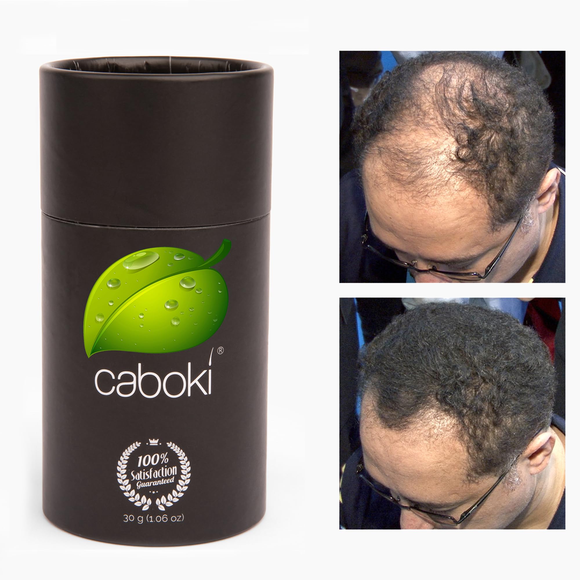 Caboki emballage brun foncé et flacon prêt pour 90 jours.