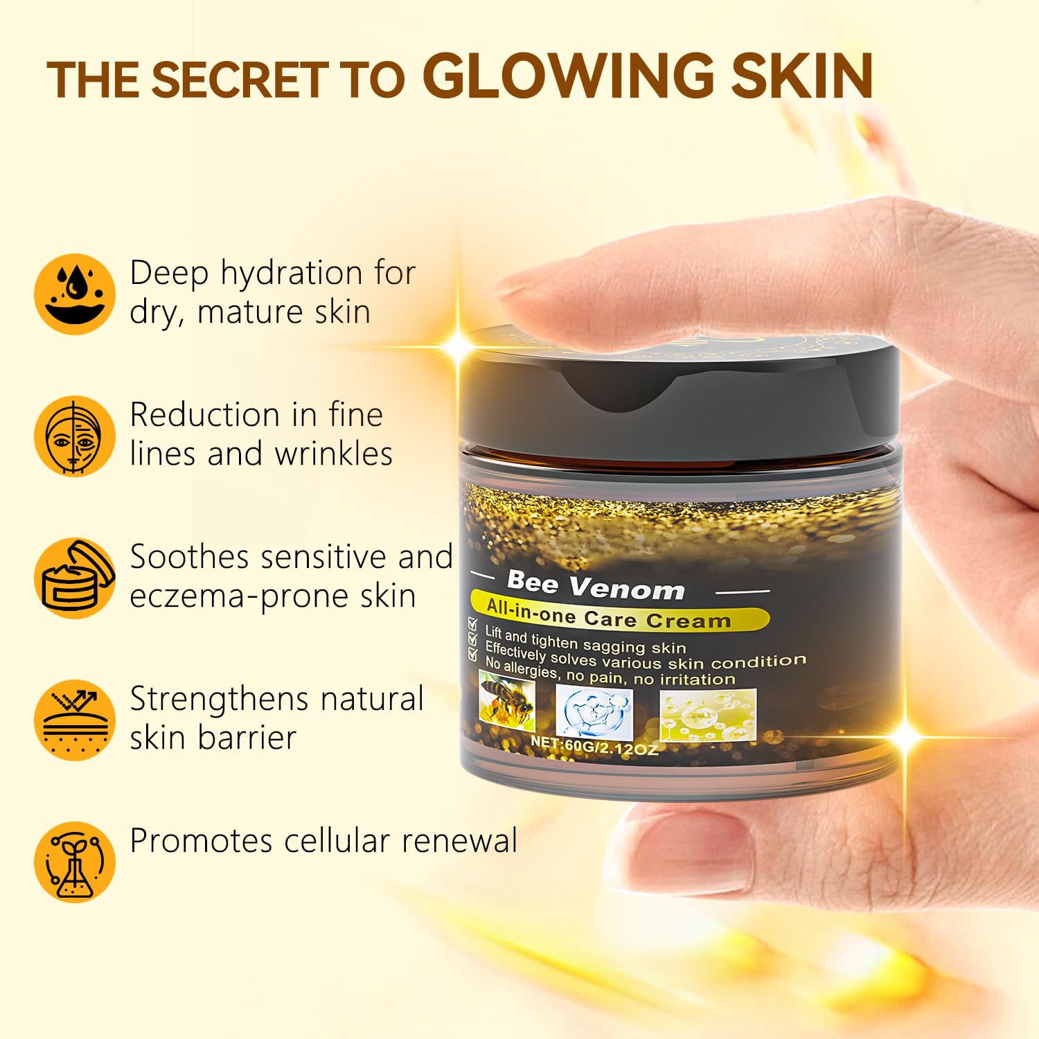 Texture gel légère du Bee Venom Cream, application facile et non collante.