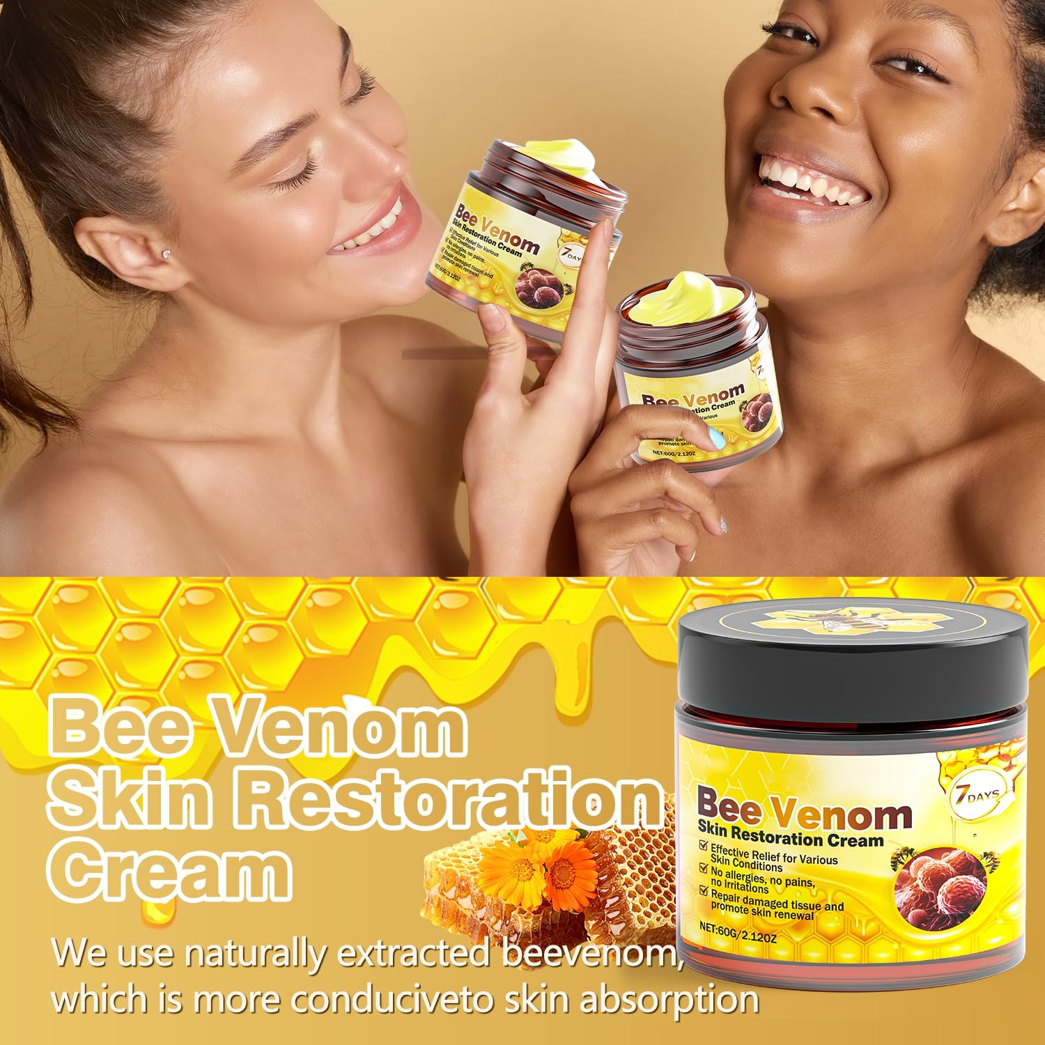Format portable de la crème Venin d’Abeille pour déplacements.