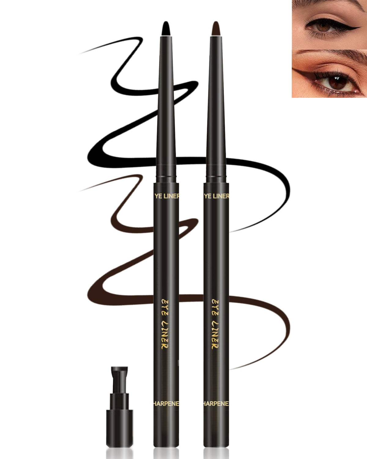 Caedelfly Gel Eyeliner Set – barre rétractable noir pour précision longue durée.