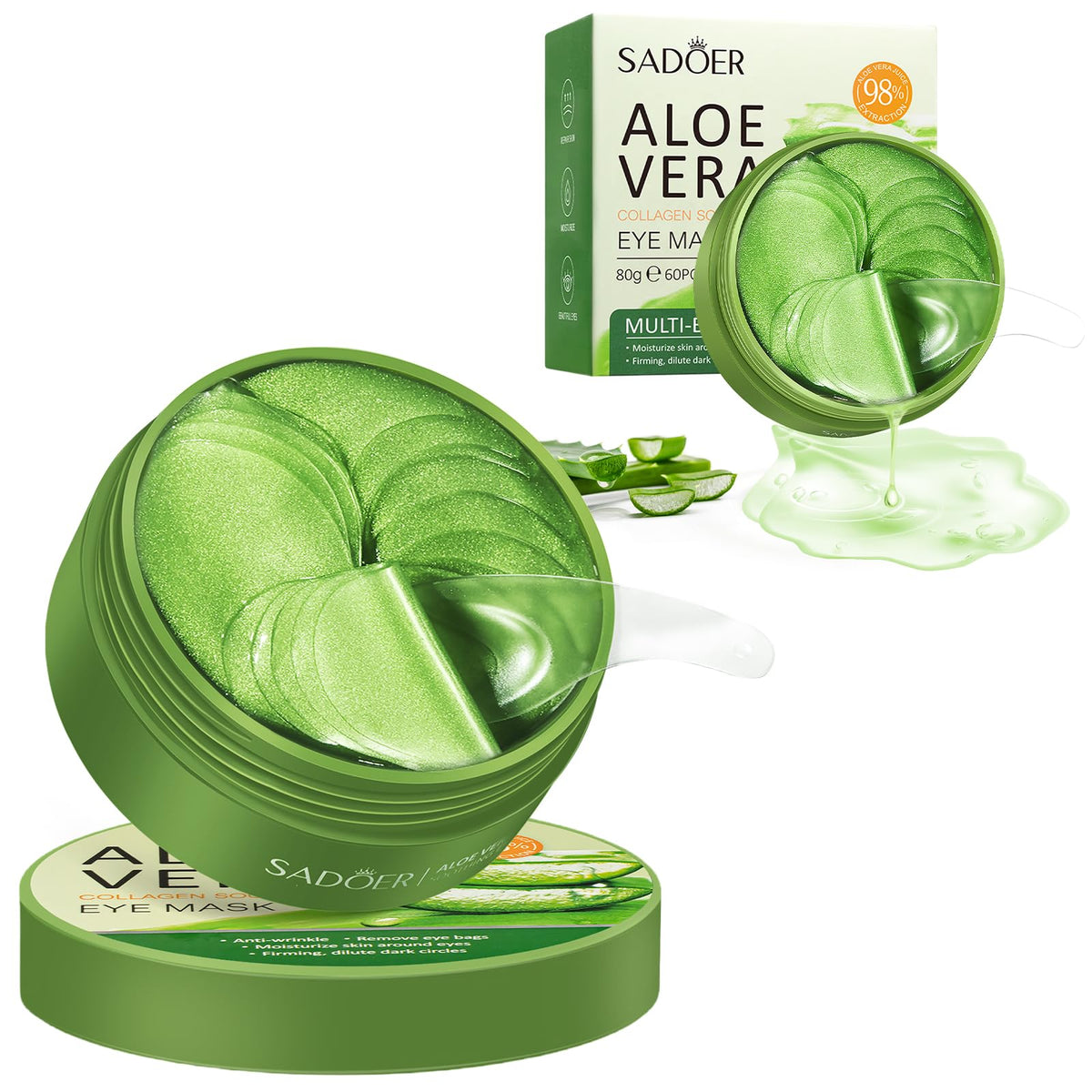 Caewous under-eye patches targeting puffy eyes for a refreshed look.
