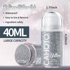 CAHOTO glitter argent-roll-on, traçage précis et sans bavures.