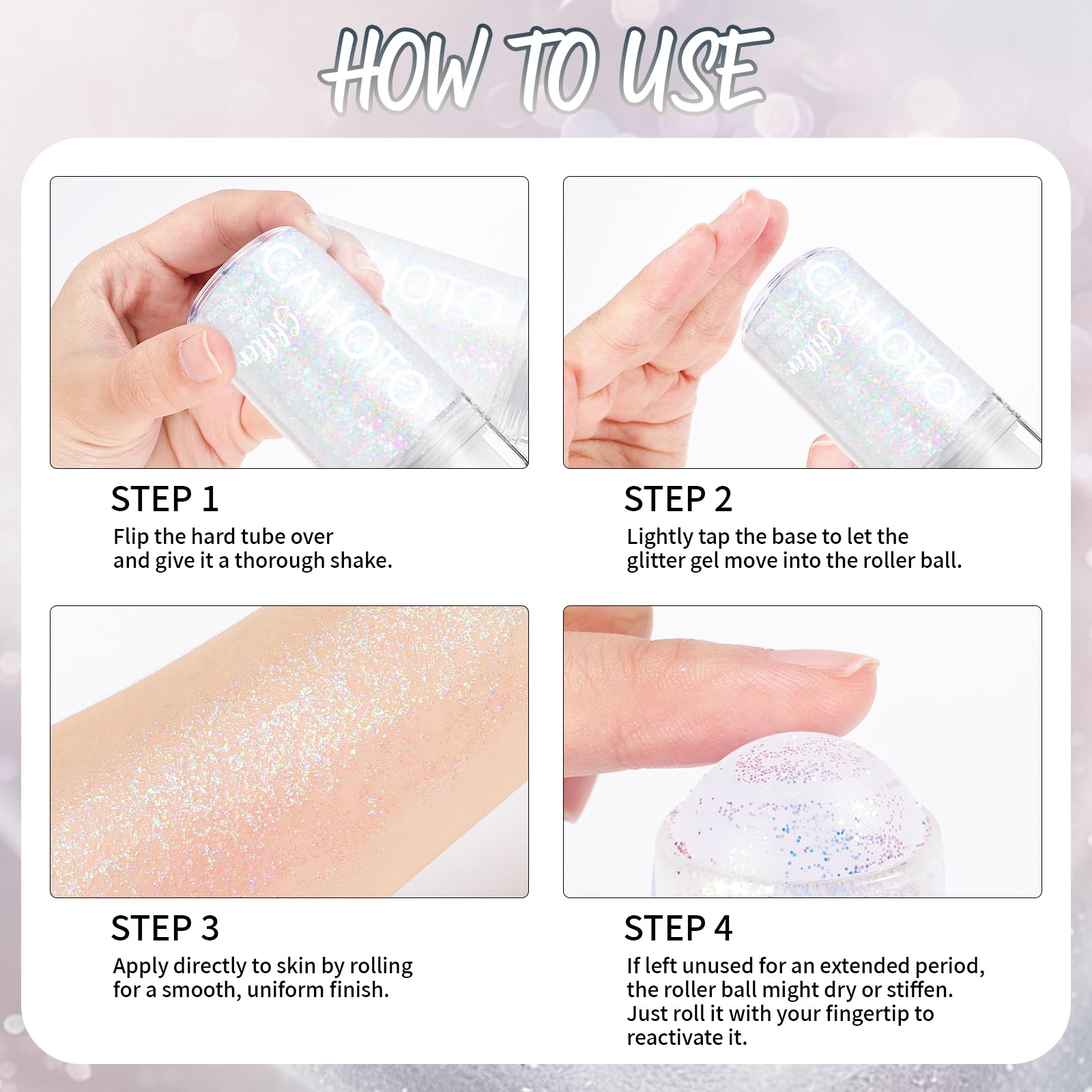 CAHOTO glitter peau-douce, formule douce pour la peau.