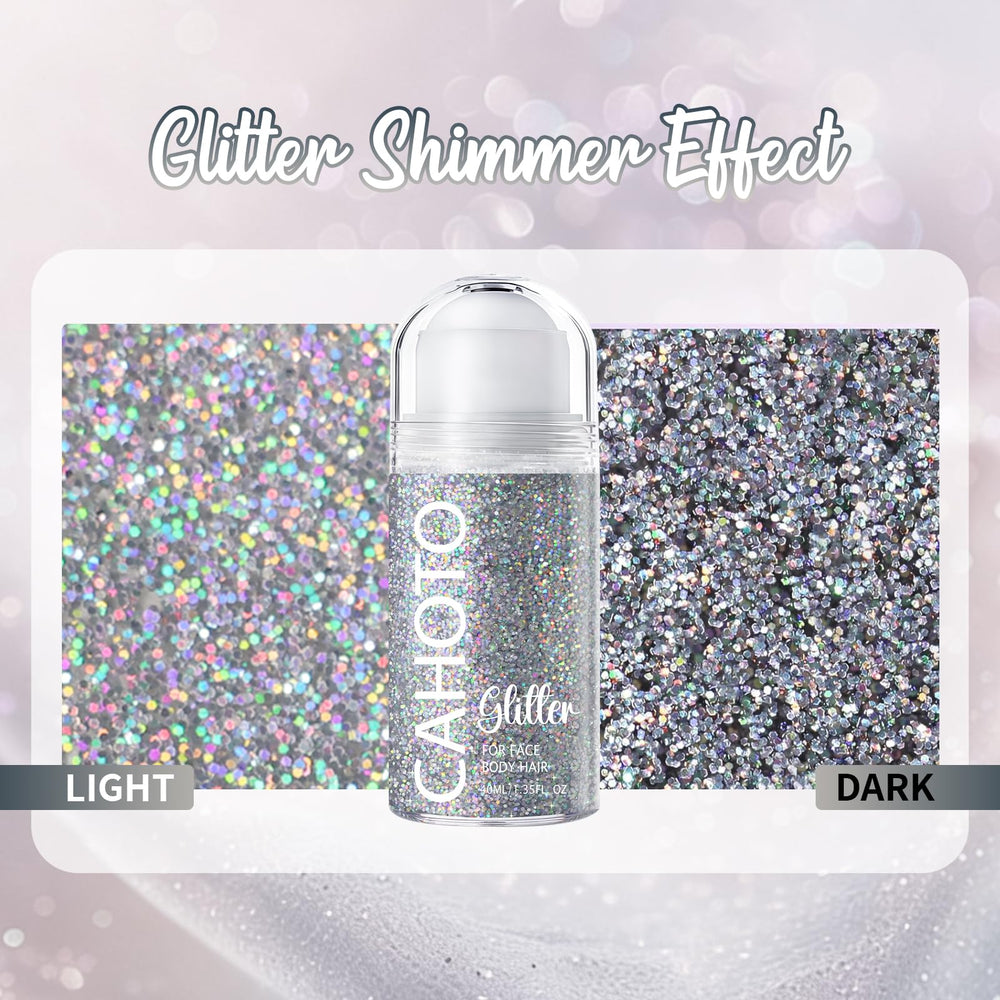 CAHOTO glitter reflets-miroir visage, look lumineux et captivant.