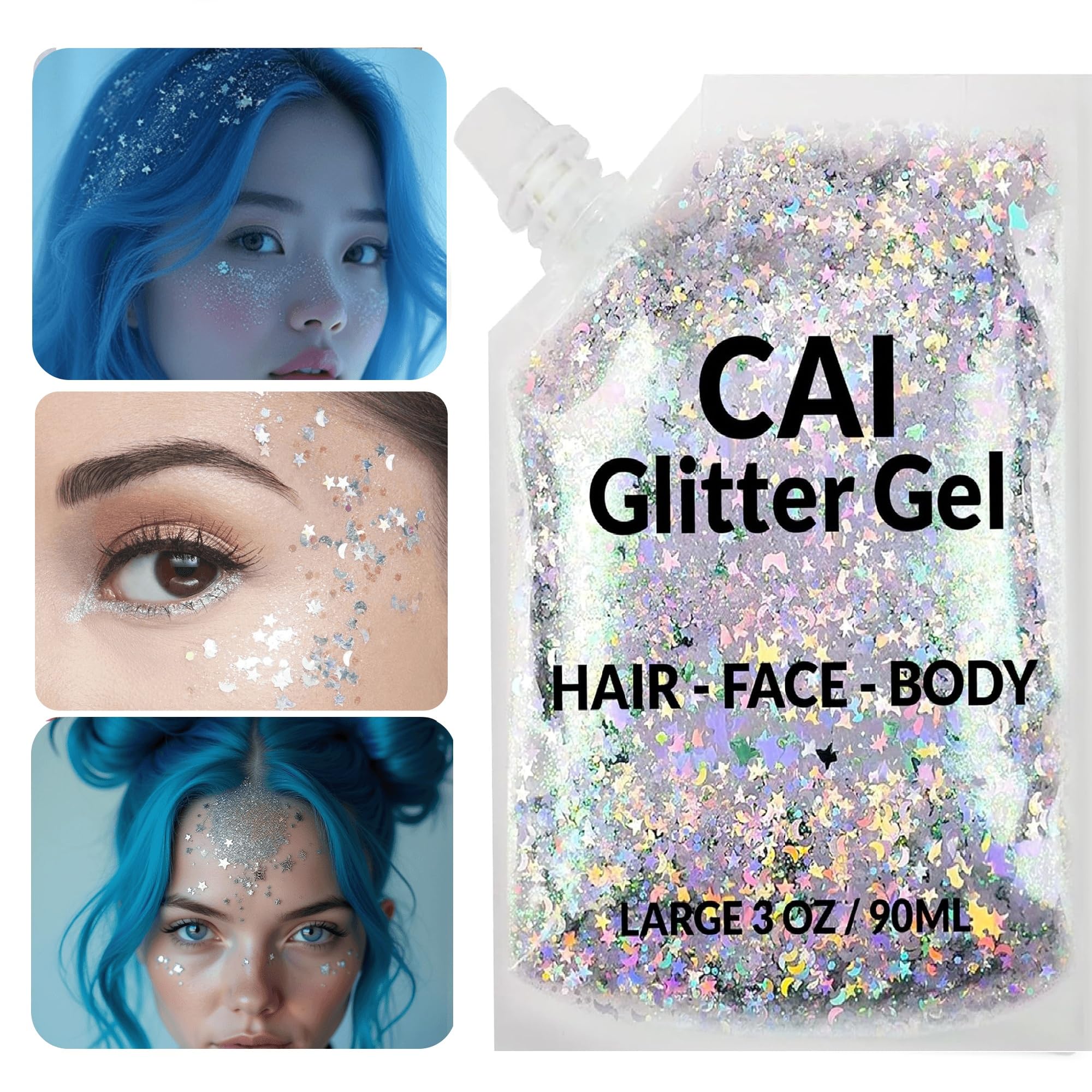 Points brillants visage CAI BEAUTY NYC pour accentuation subtile.