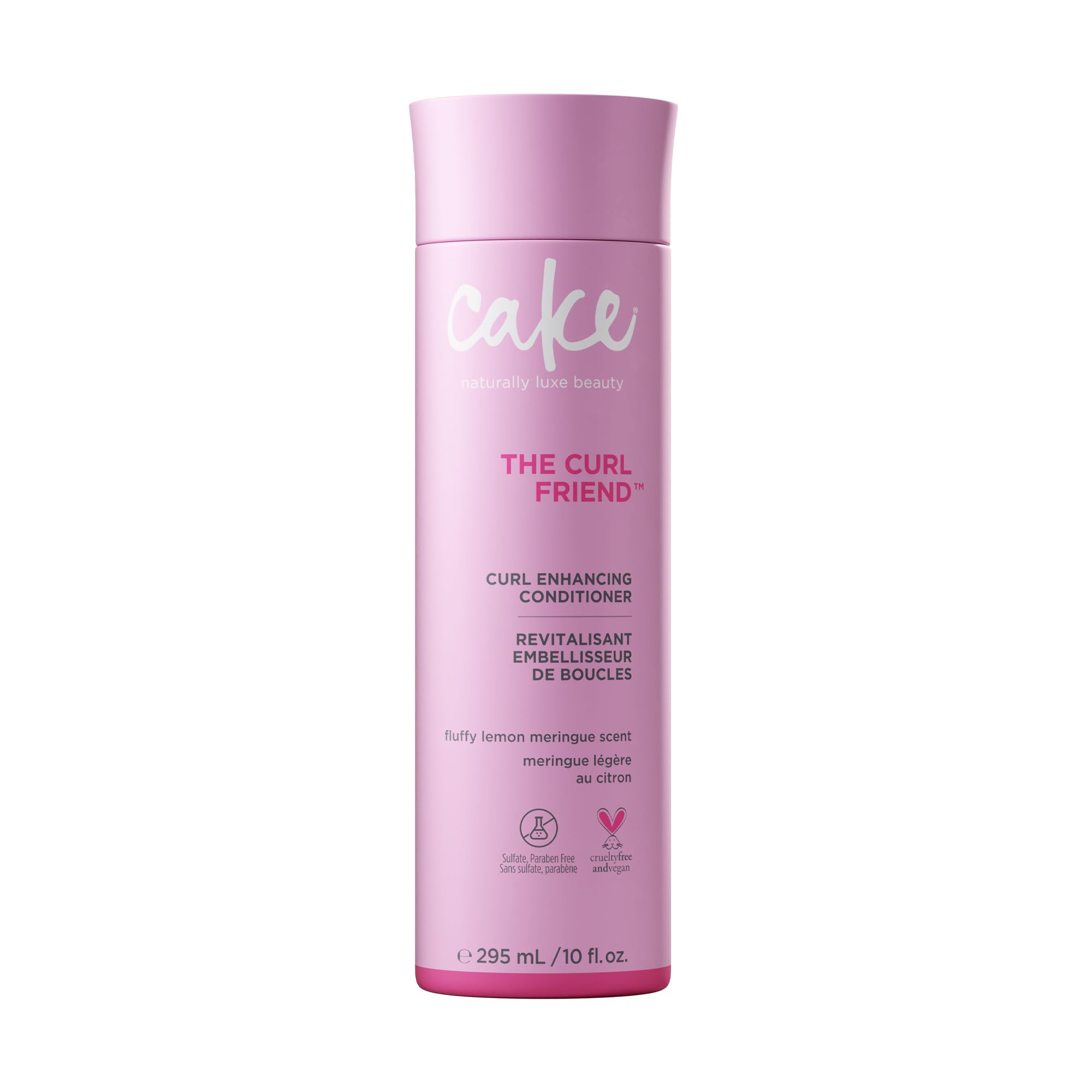 Cake Beauty The Curl Next Door, bouteille conditionneur boucles, emballage élégant pour hydratation durable.