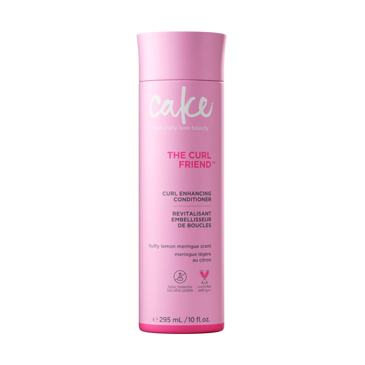 Cake Beauty The Curl Next Door, bouteille conditionneur boucles, emballage élégant pour hydratation durable.