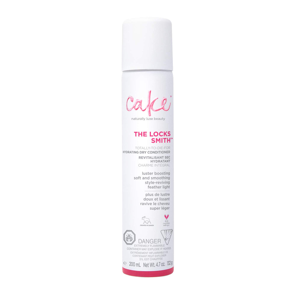 CAKE Beauty The Locks Smith – spray-seche-cheveux, bouteille, brillance légère et sans effort.