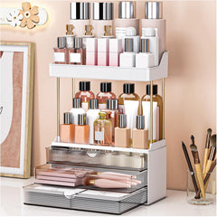 Organisateur caktraie avec 3 tiroirs et 2 niveaux gris pour un rangement pratique.